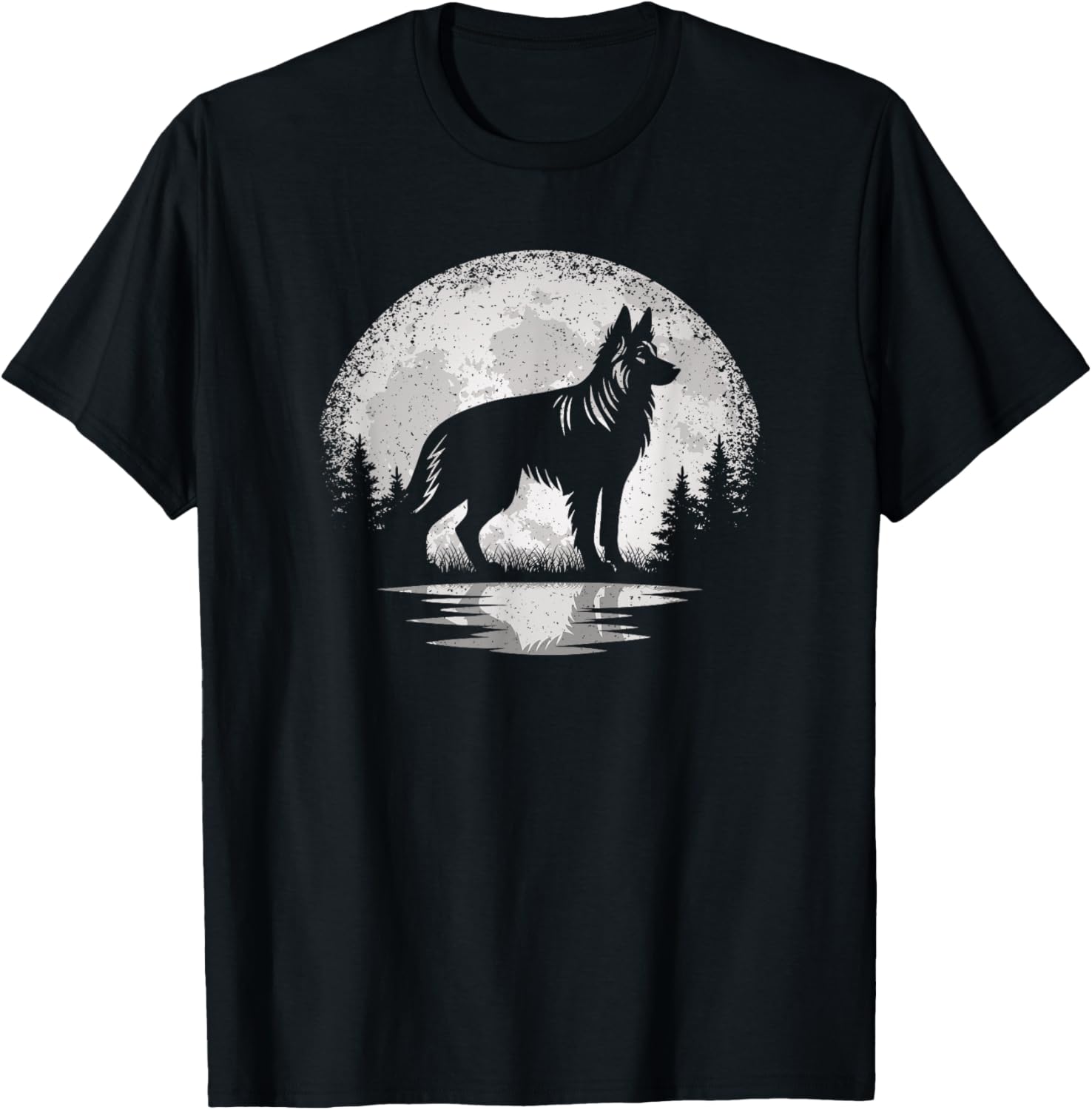 Vintage German Shepherd Moon T-Shirt for Dog Lovers - Unisex Style - 14