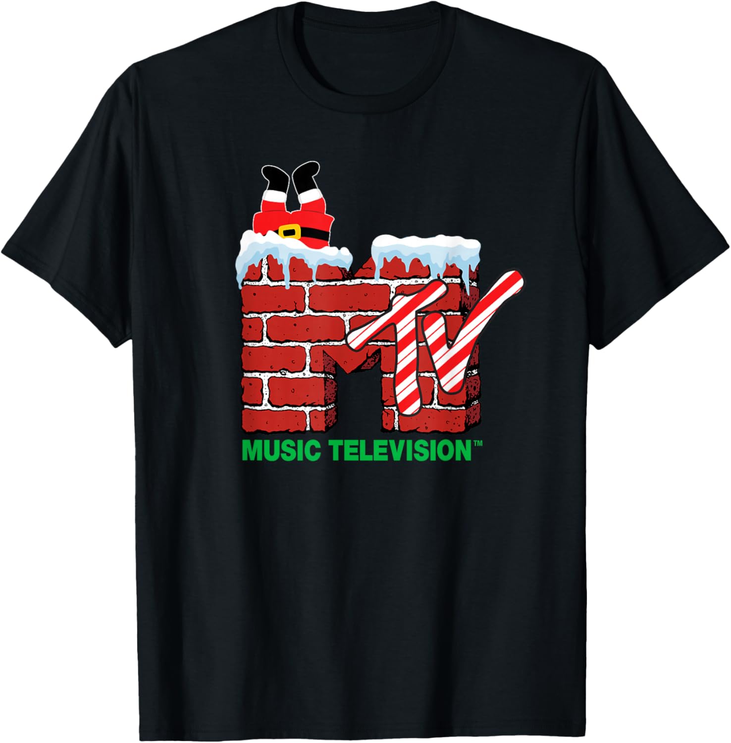 MTV Christmas Santa Claus Chimney Vintage T-Shirt for Holiday Cheer - 10