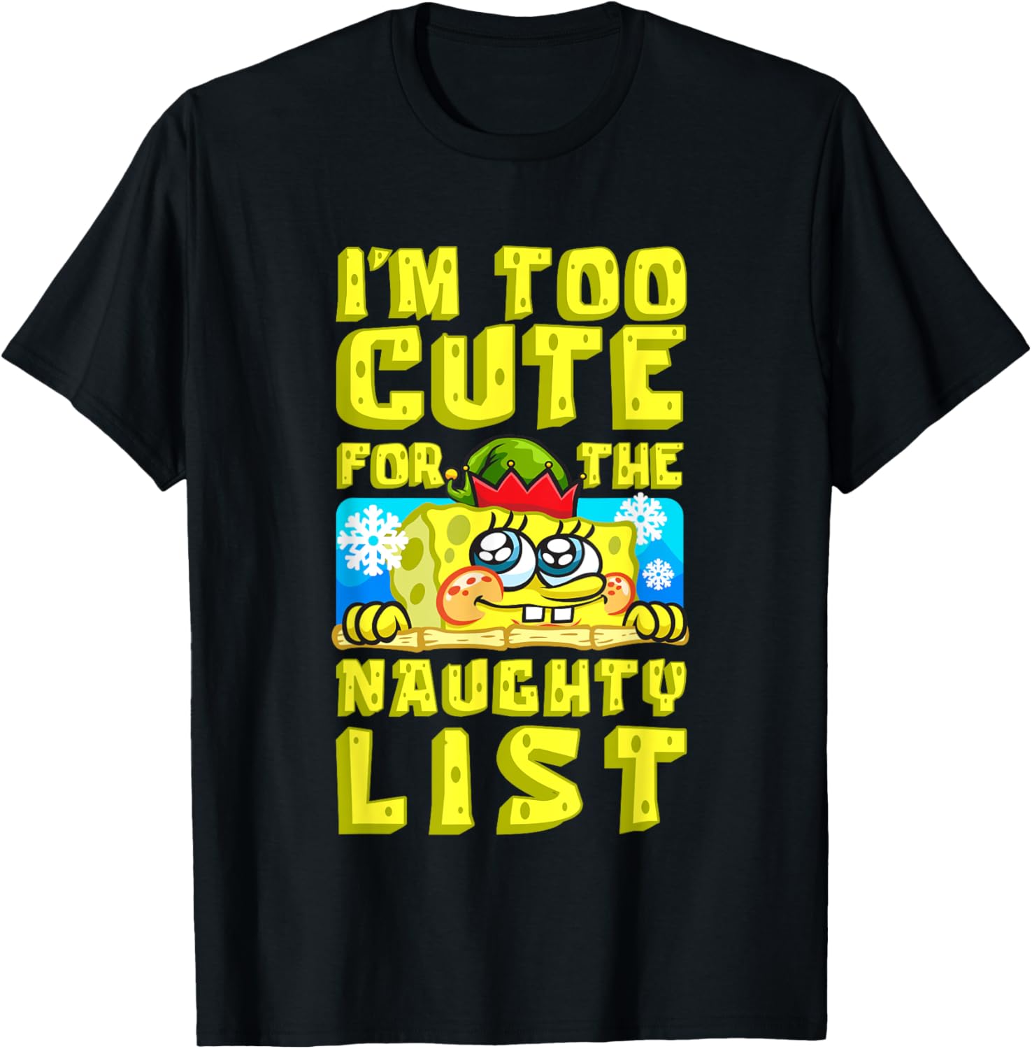 SpongeBob Christmas I'm Too Cute for the Naughty List T-Shirt Gift - 4