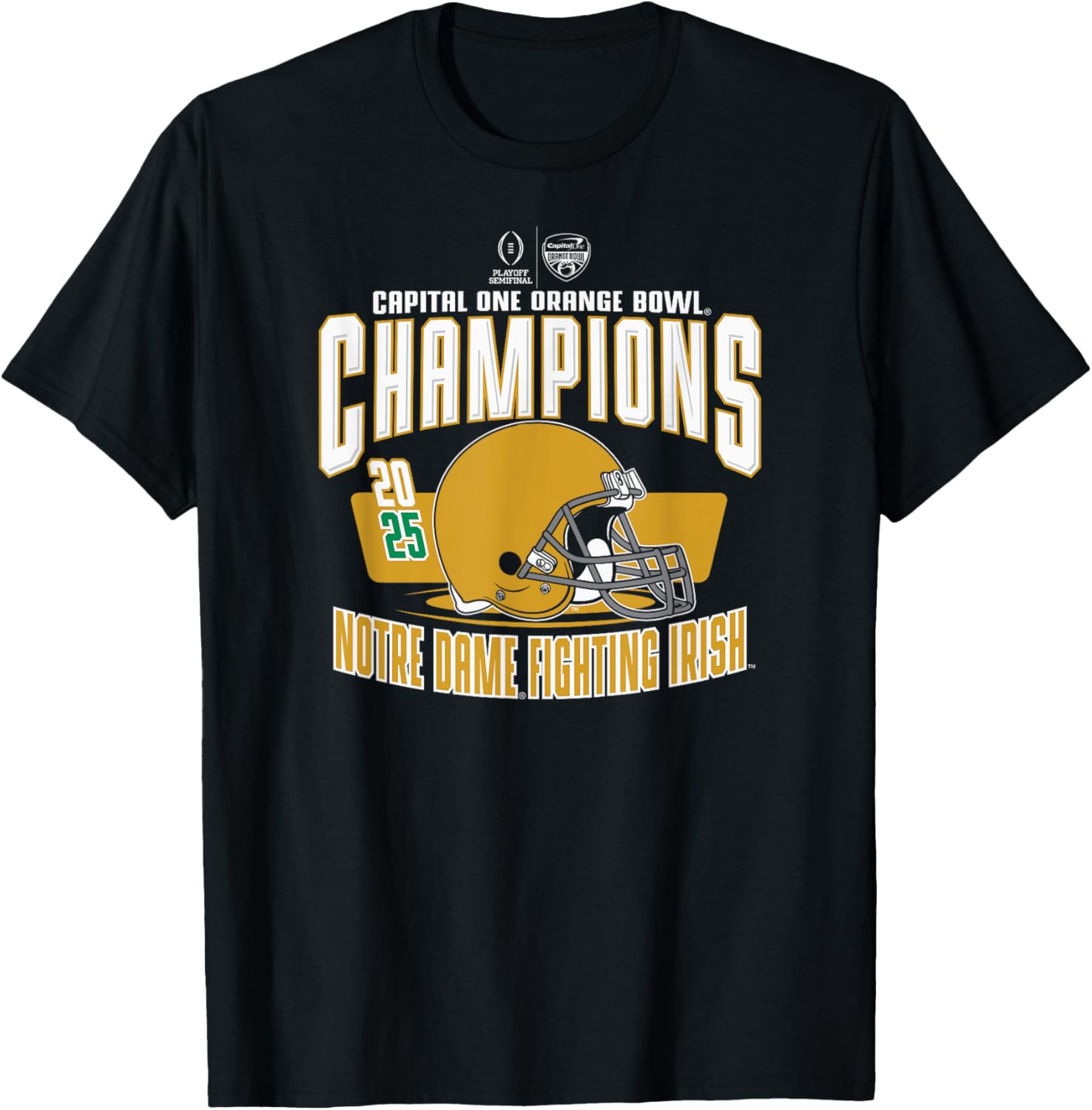 Notre Dame Fighting Irish Black T-Shirt 2025 Orange Bowl Champions - 1