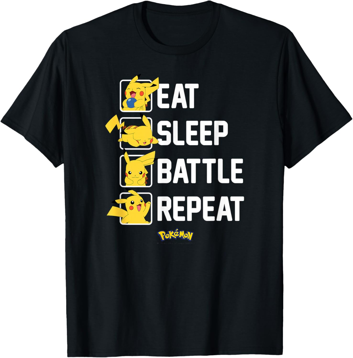 Pikachu Eat Sleep Battle Repeat T-Shirt for Pokémon Fans and Gamers - 12