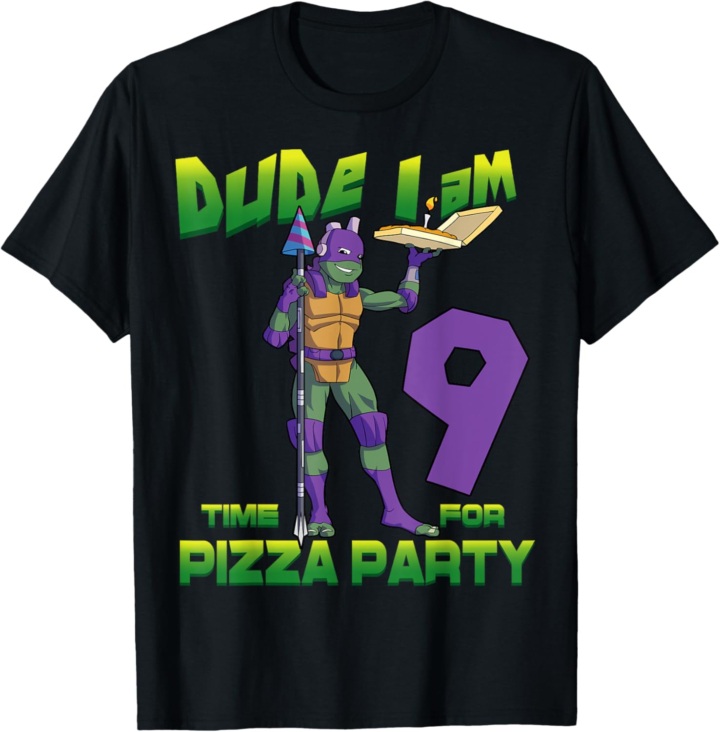 TMNT Birthday T-Shirt for Kids - Dude I am 9 Years Old Donnie Style - 14