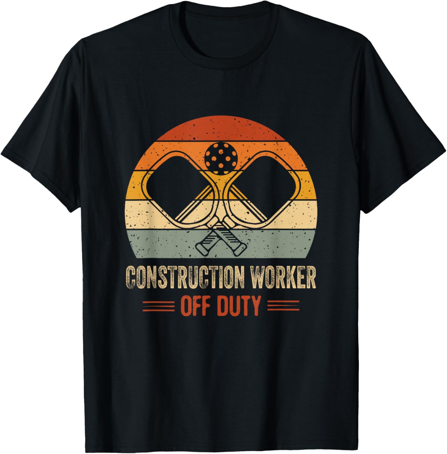Vintage Sunset Off Duty Construction Worker Pickleball T-Shirt Fun Design - 6