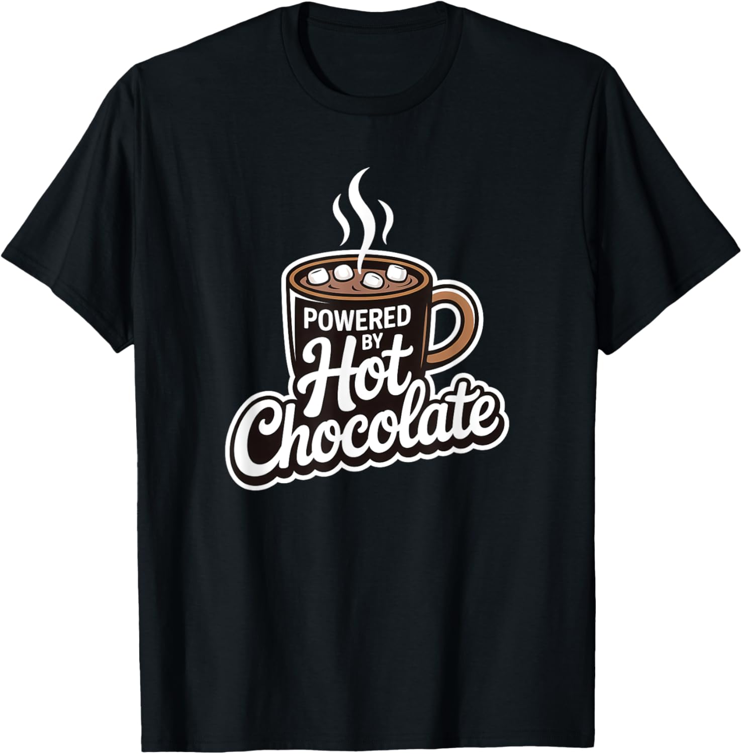 Christmas Powered by Hot Chocolate T-Shirt for Festive Holiday Fun - 1