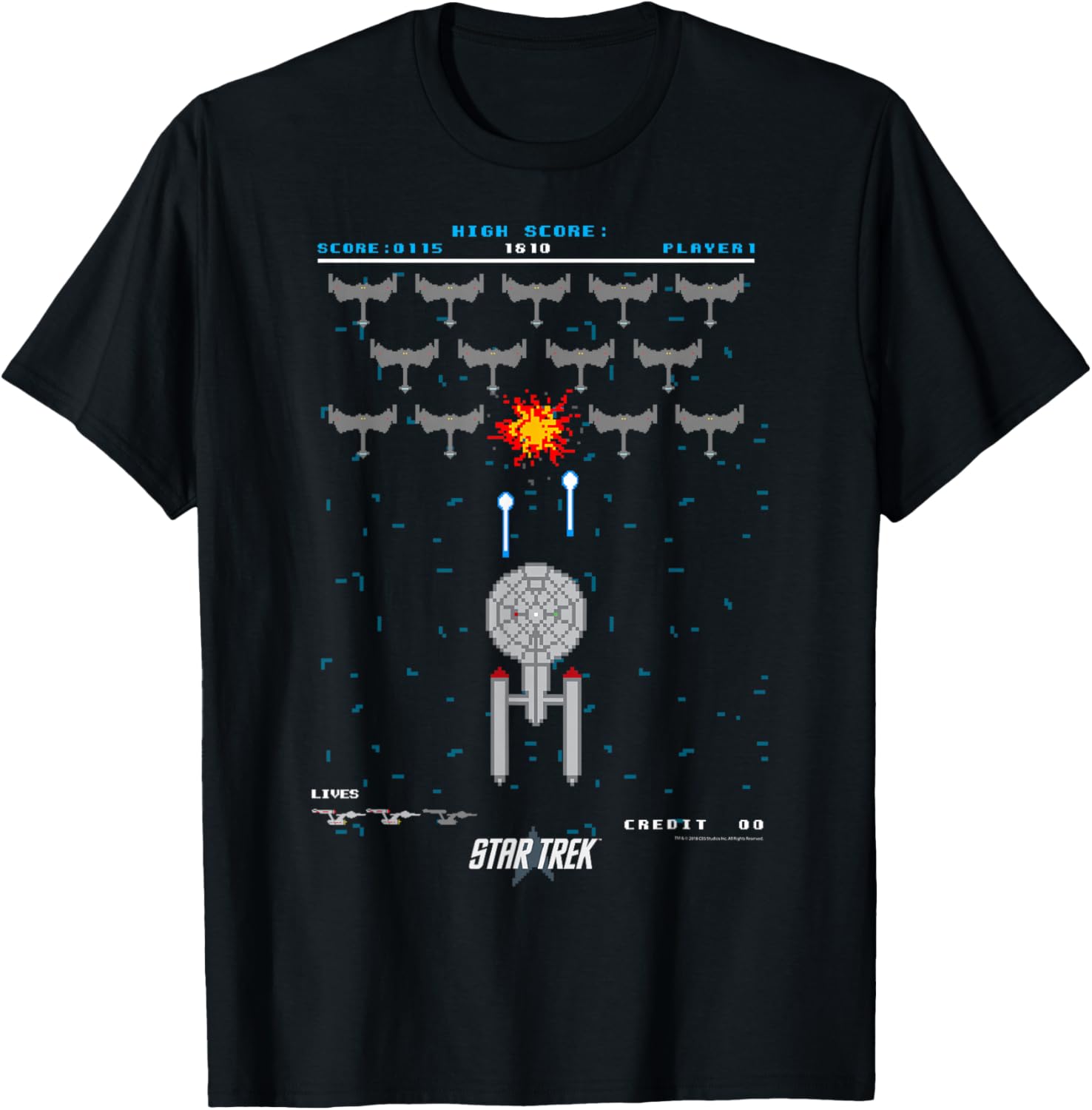 Star Trek Original Series Pixel Space Battle T-Shirt for Fans - 3