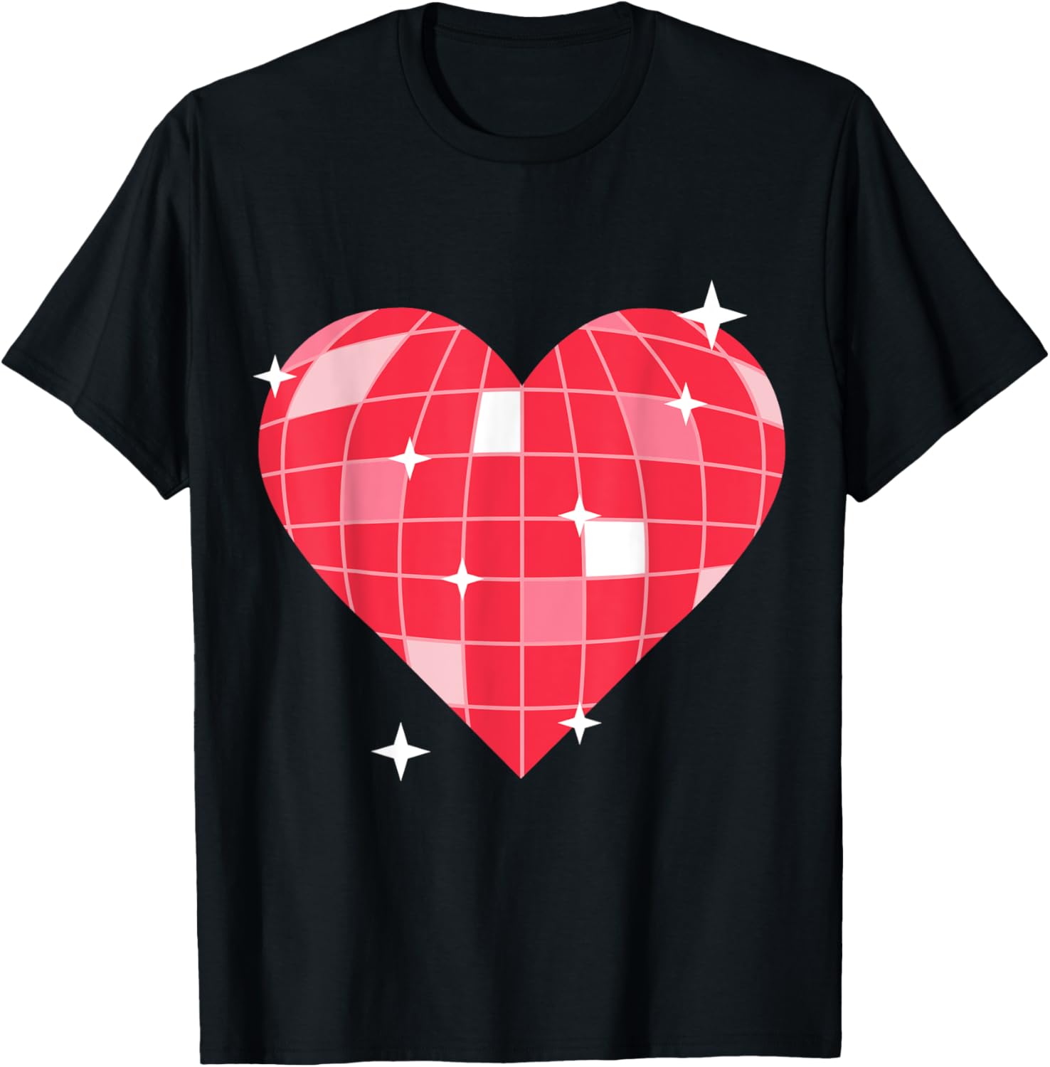 Retro 1970s Pink Heart Disco Ball T-Shirt for Vintage Lovers - 12
