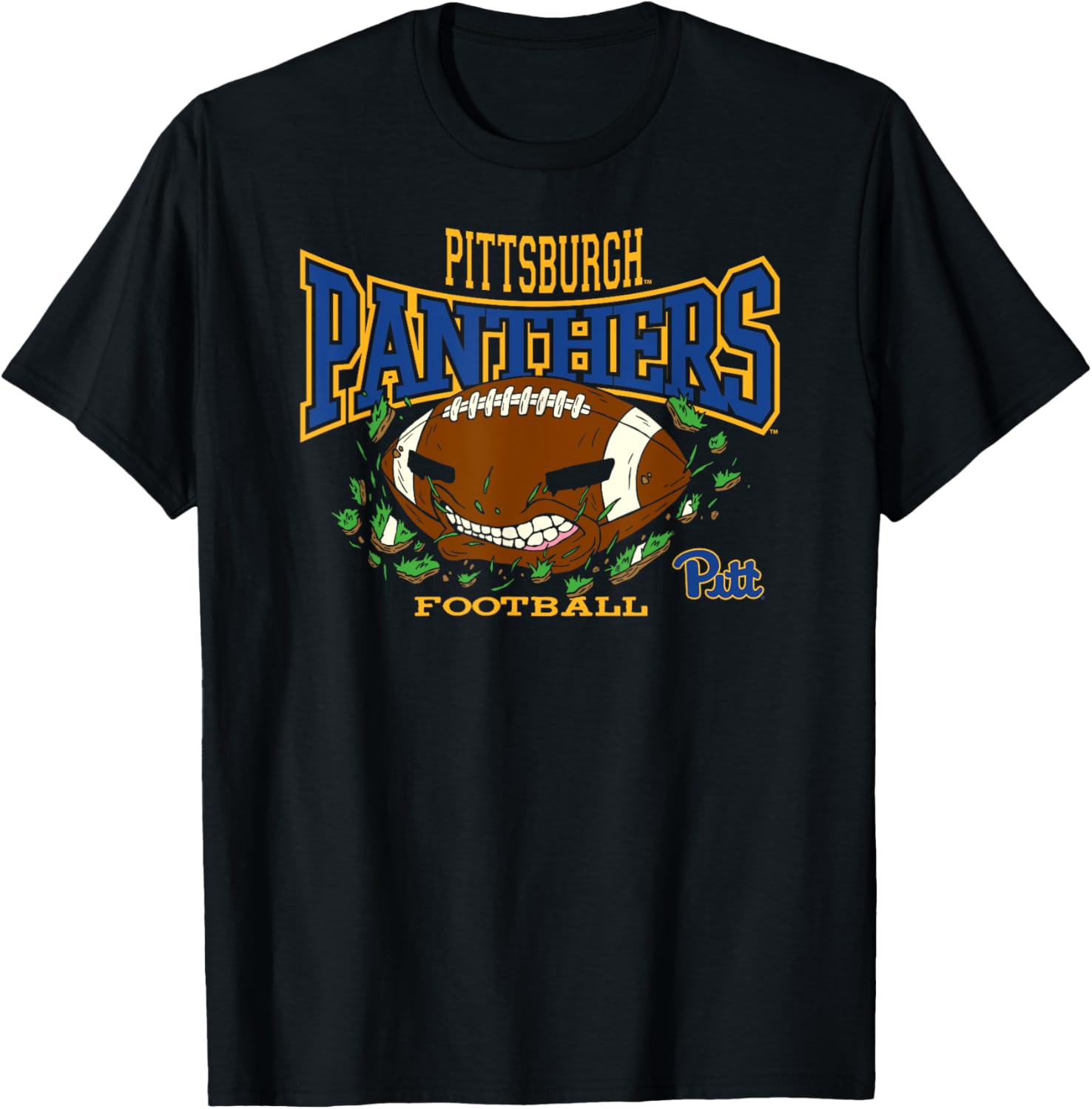 Pittsburgh Panthers Football Bite Black T-Shirt for Sports Fans - 1