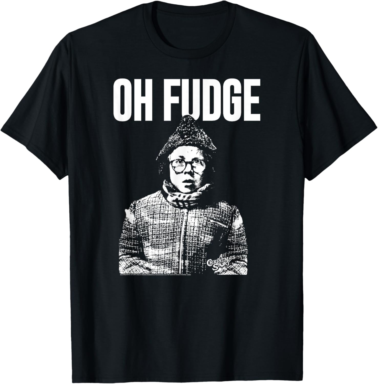 Oh Fudge Ralphie Holiday T-Shirt - Black & White Christmas Apparel - 1