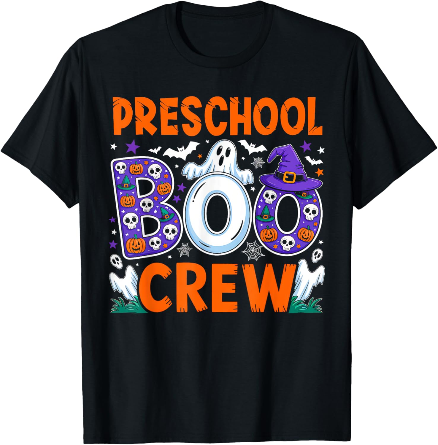 Funny Halloween T-Shirt for Preschool Teachers and Students Boo Crew - 4