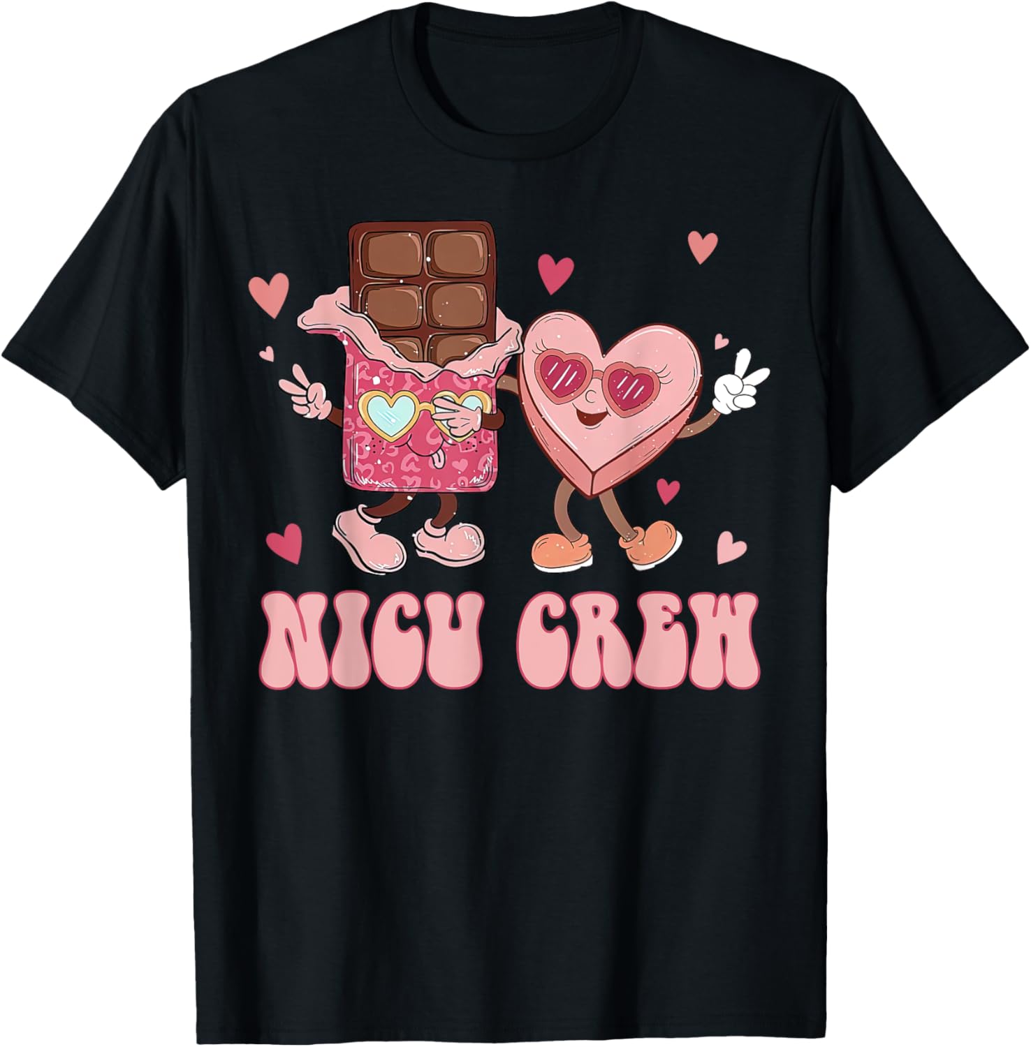 Retro NICU Crew Valentine's Day T-Shirt for Nurses with Cute Heart Design - 18
