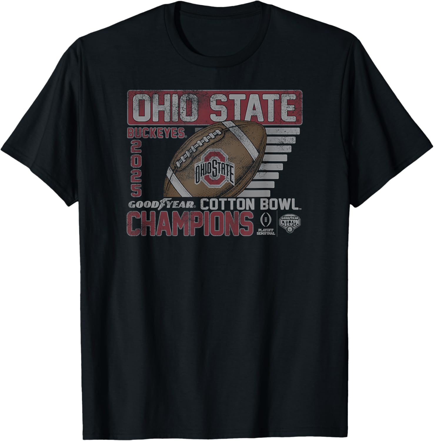 Ohio State Buckeyes 2025 Cotton Bowl Champs Retro Black T-Shirt - 1