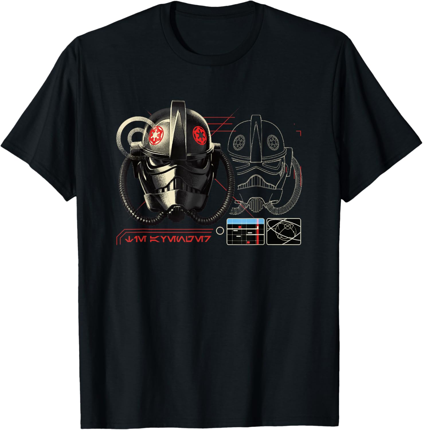 Star Wars Andor Black TIE Fighter Helmet Schematics T-Shirt for Fans - 1