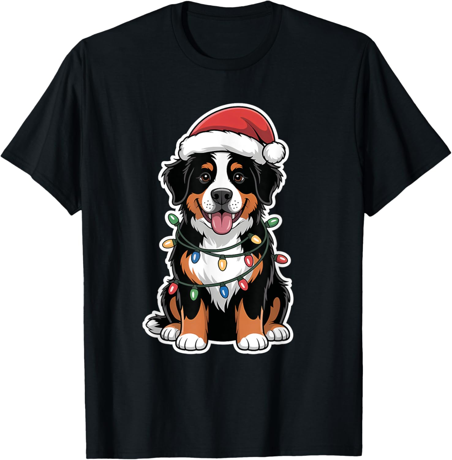 Bernese Mountain Dog Christmas Lights T-Shirt for Holiday Cheer - 4