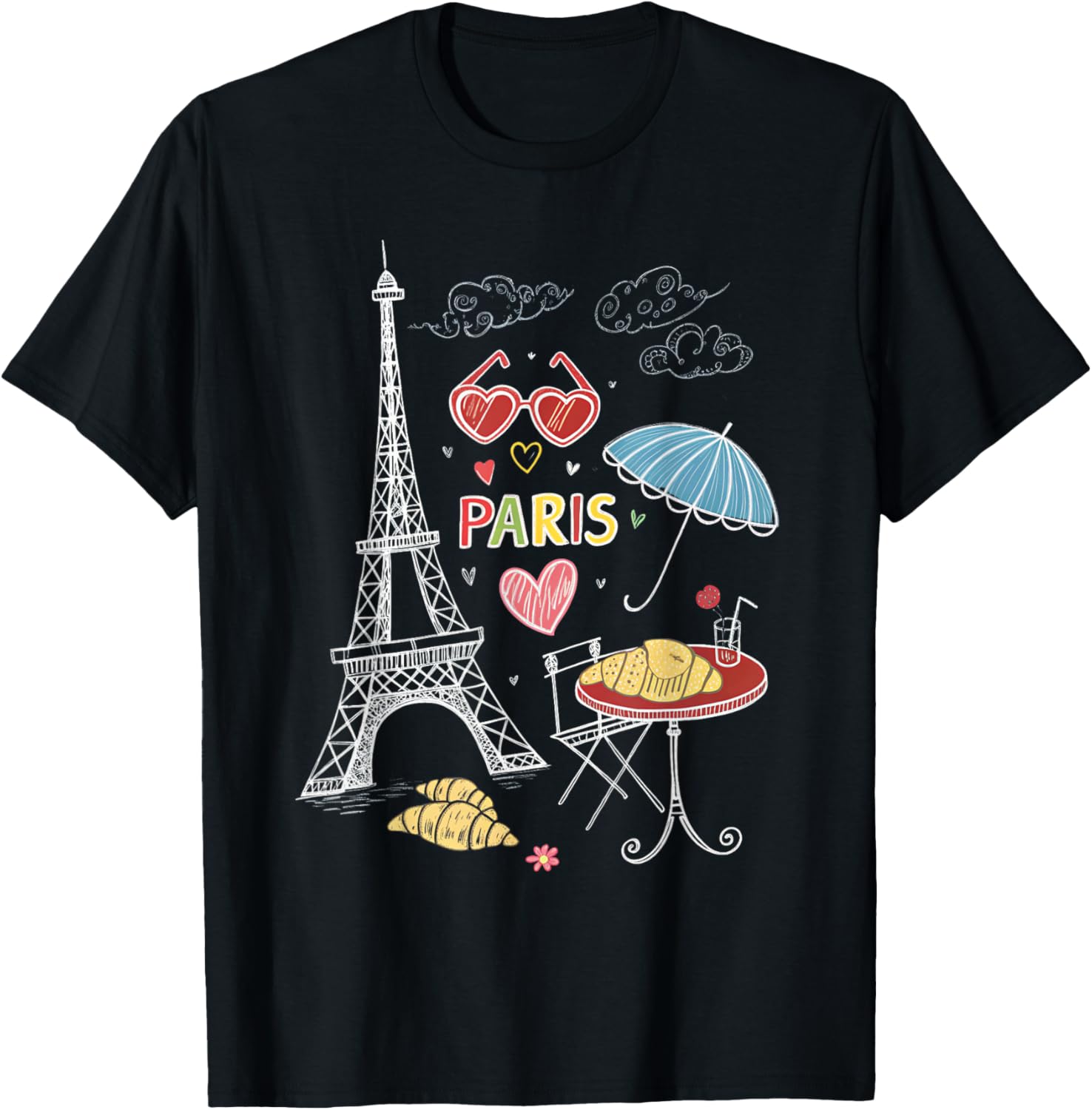 Paris Eiffel Tower Cafe Scene T-Shirt for Girls - Perfect Travel Souvenir - 10