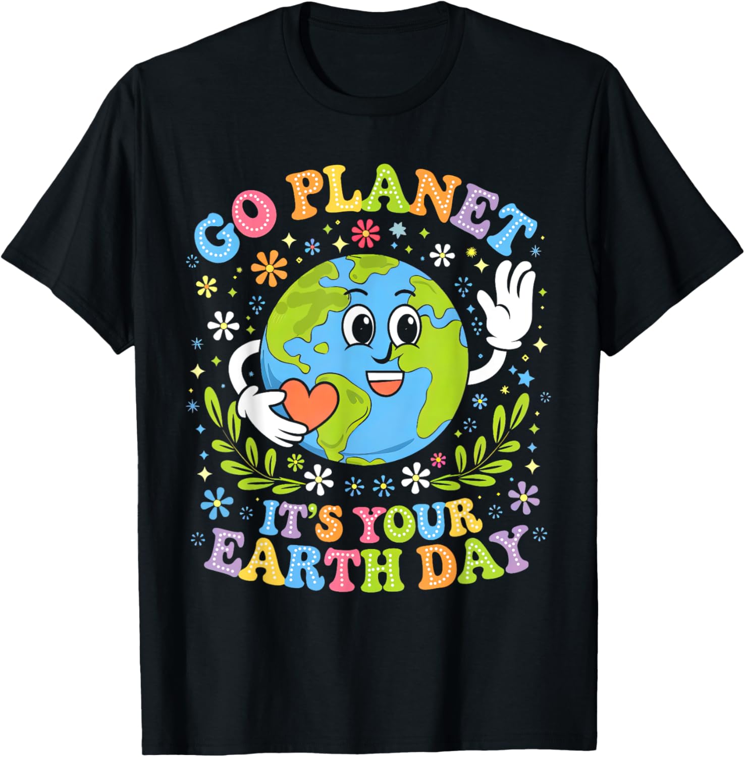 Groovy Go Planet Earth Day 2025 Teacher Kids T-Shirt for Fun Learning - 4