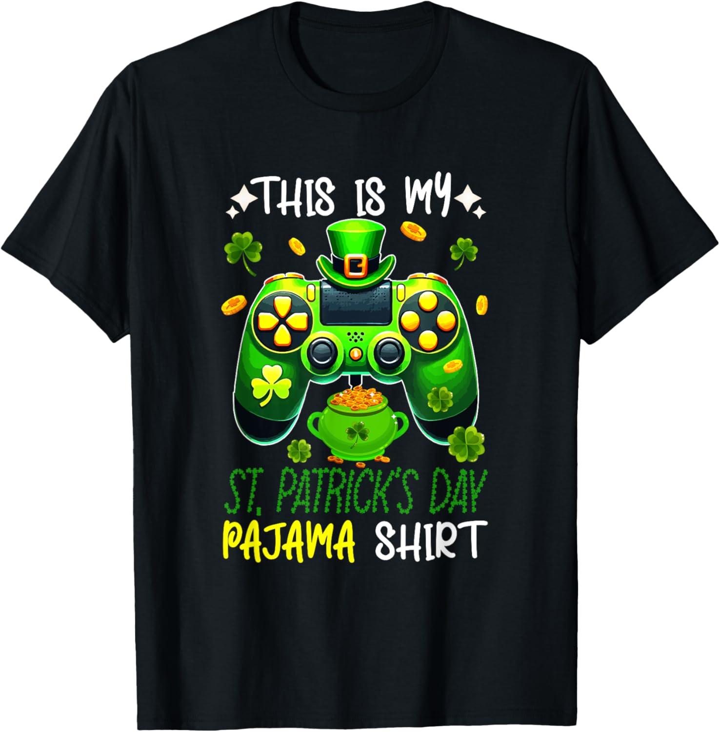 St. Patrick's Day Gamer T-Shirt - Fun Pyjama Shirt for Gaming Enthusiasts - 3