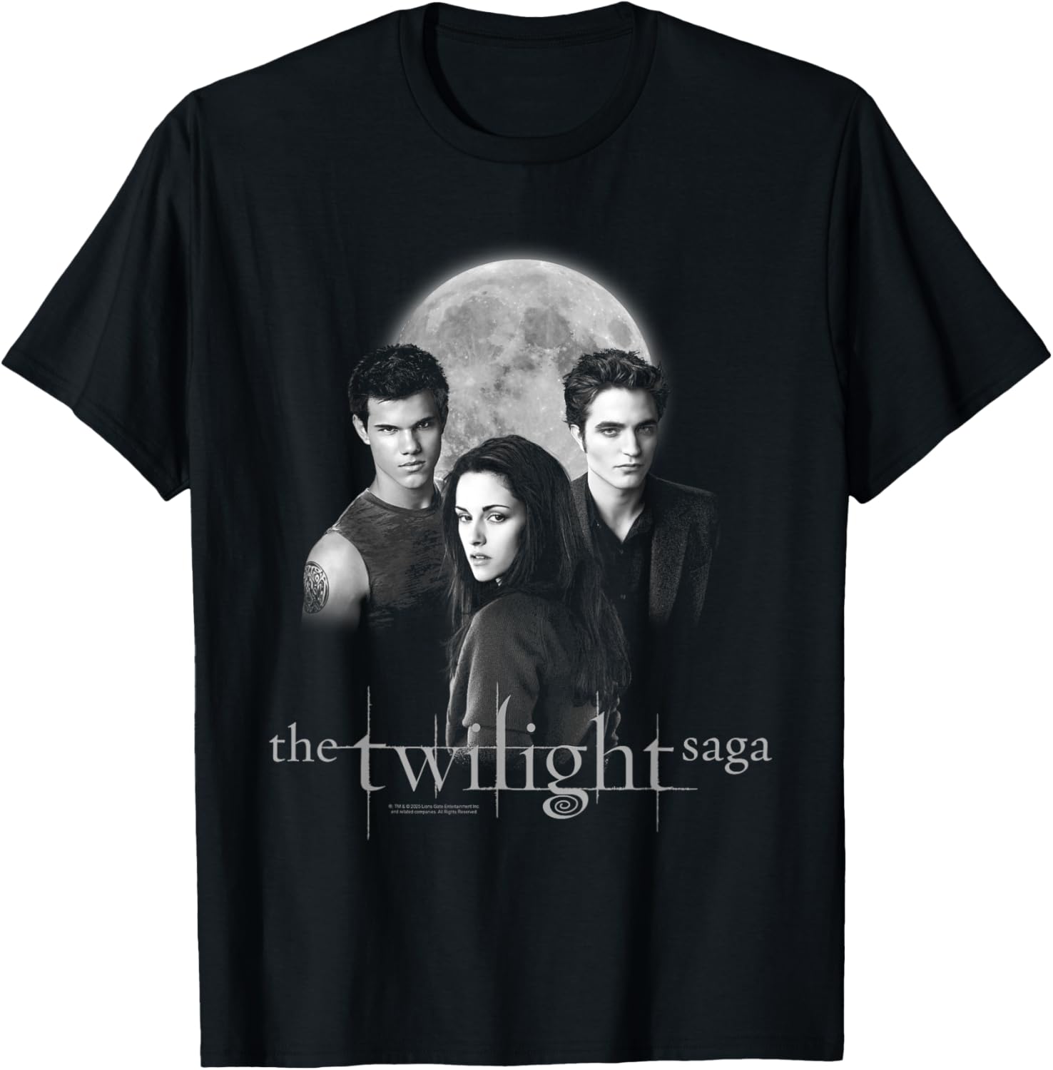 Twilight Saga Black and White Jacob Bella Edward T-Shirt for Fans - 1