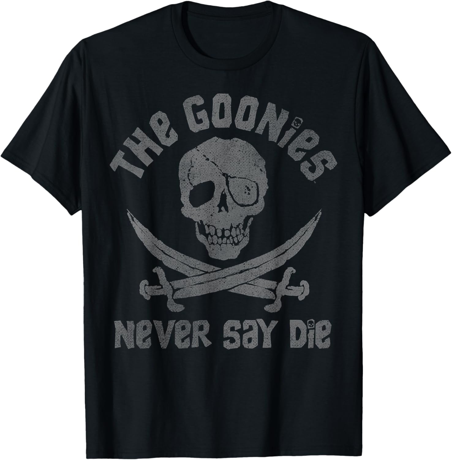The Goonies Never Say Die Distressed Skull Swords Logo T-Shirt - 2