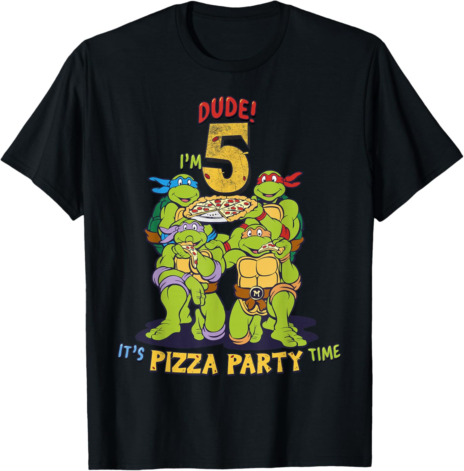 Teenage Mutant Ninja Turtles Pizza Party T-Shirt for Boys Age 5 - 11