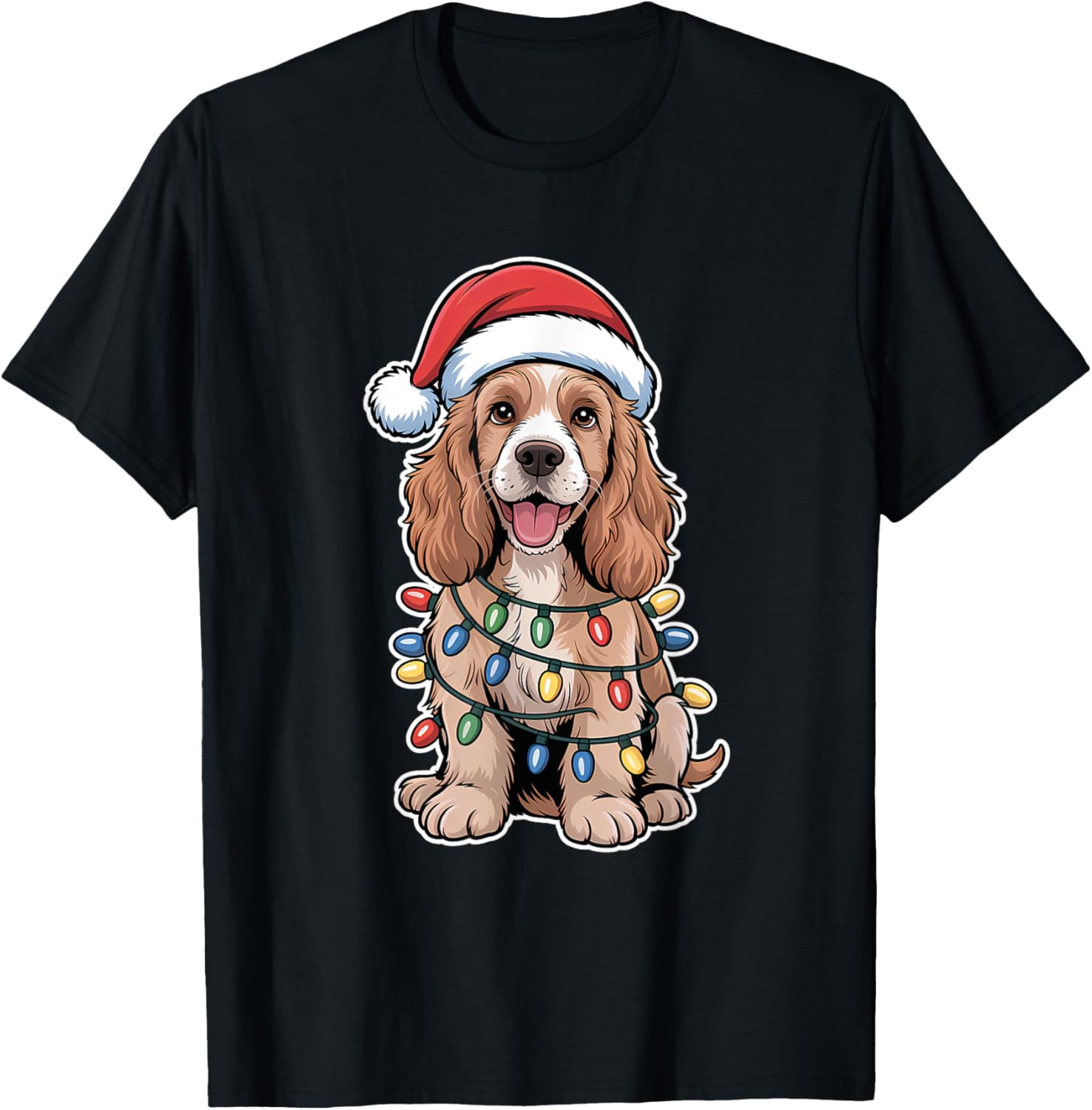 English Cocker Spaniel Christmas Lights T-Shirt for Dog Lovers - 1