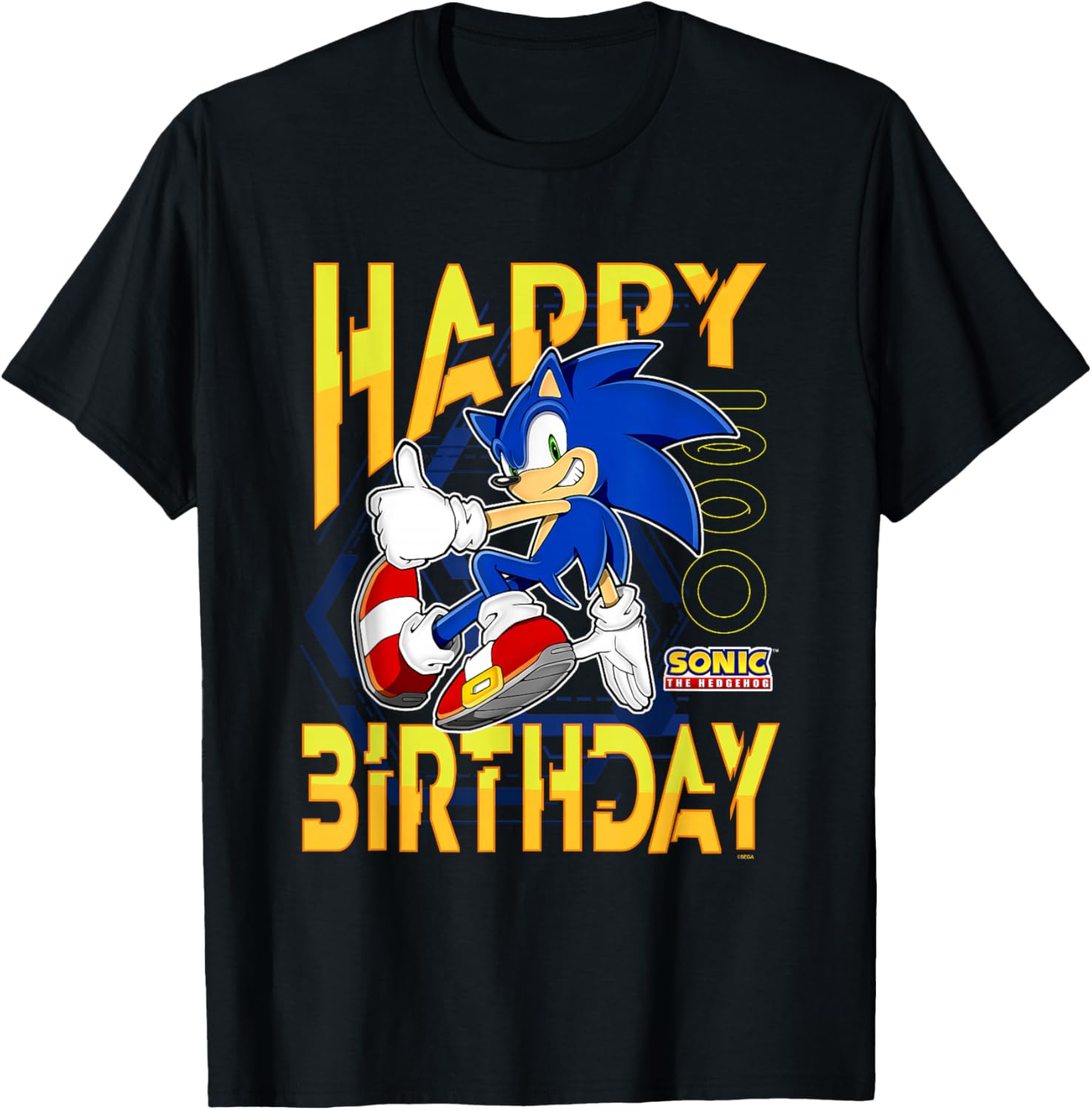 Sonic The Hedgehog Birthday T-Shirt with Thumbs Up Logo for Kids - 5