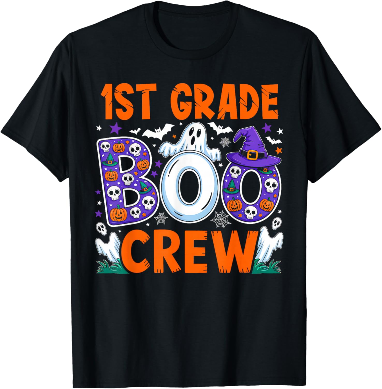 Happy Halloween 1st Grade Teacher Boo Crew T-Shirt for Kids - 1