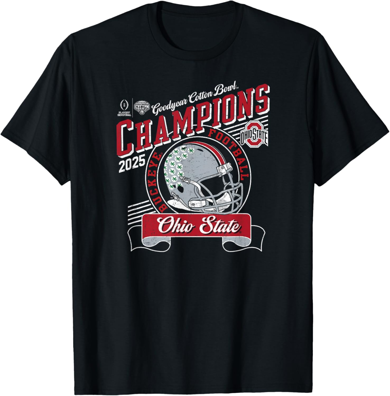Ohio State Buckeyes Vintage Black T-Shirt Cotton Bowl Champs 2025 - 1