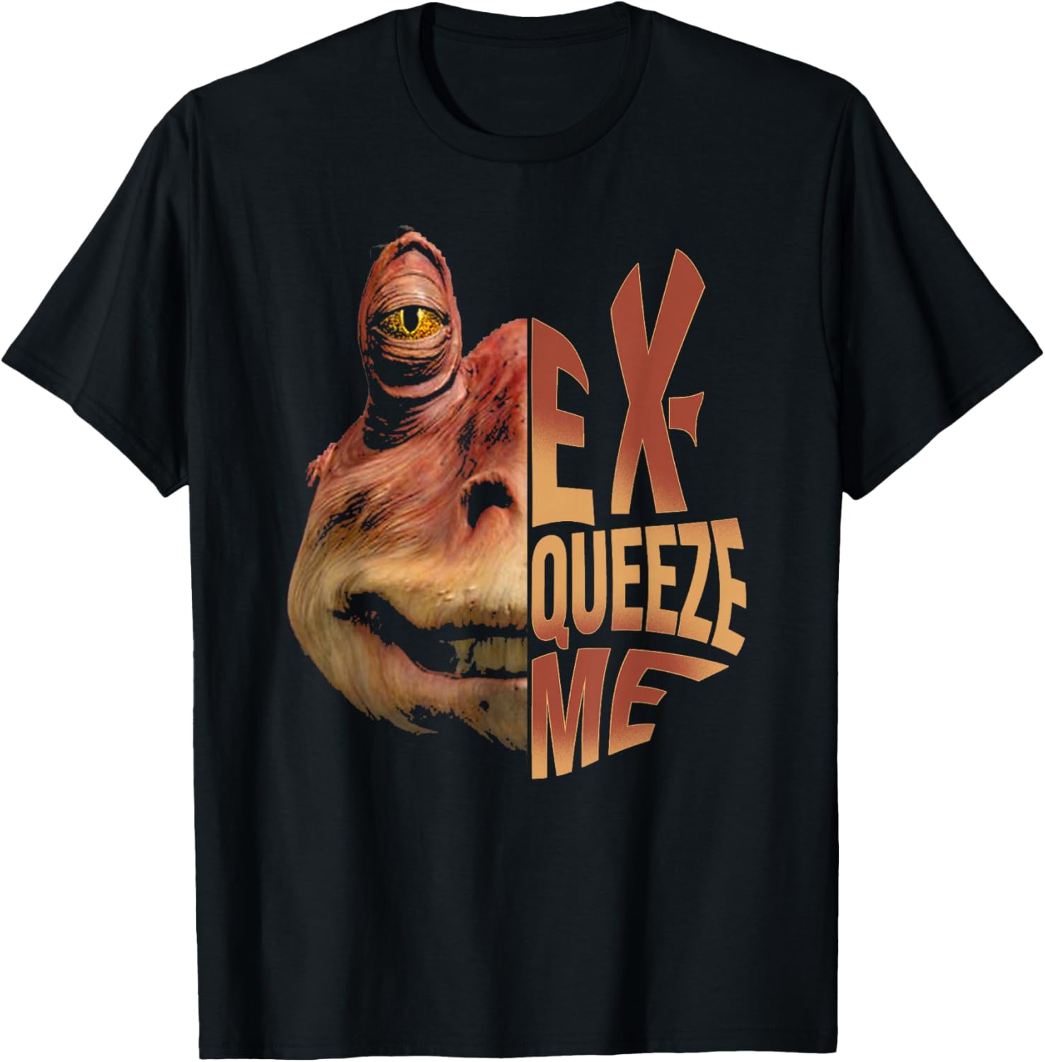 Star Wars Jar Jar Binks Ex-queeze Me Half Face Portrait T-Shirt - 1