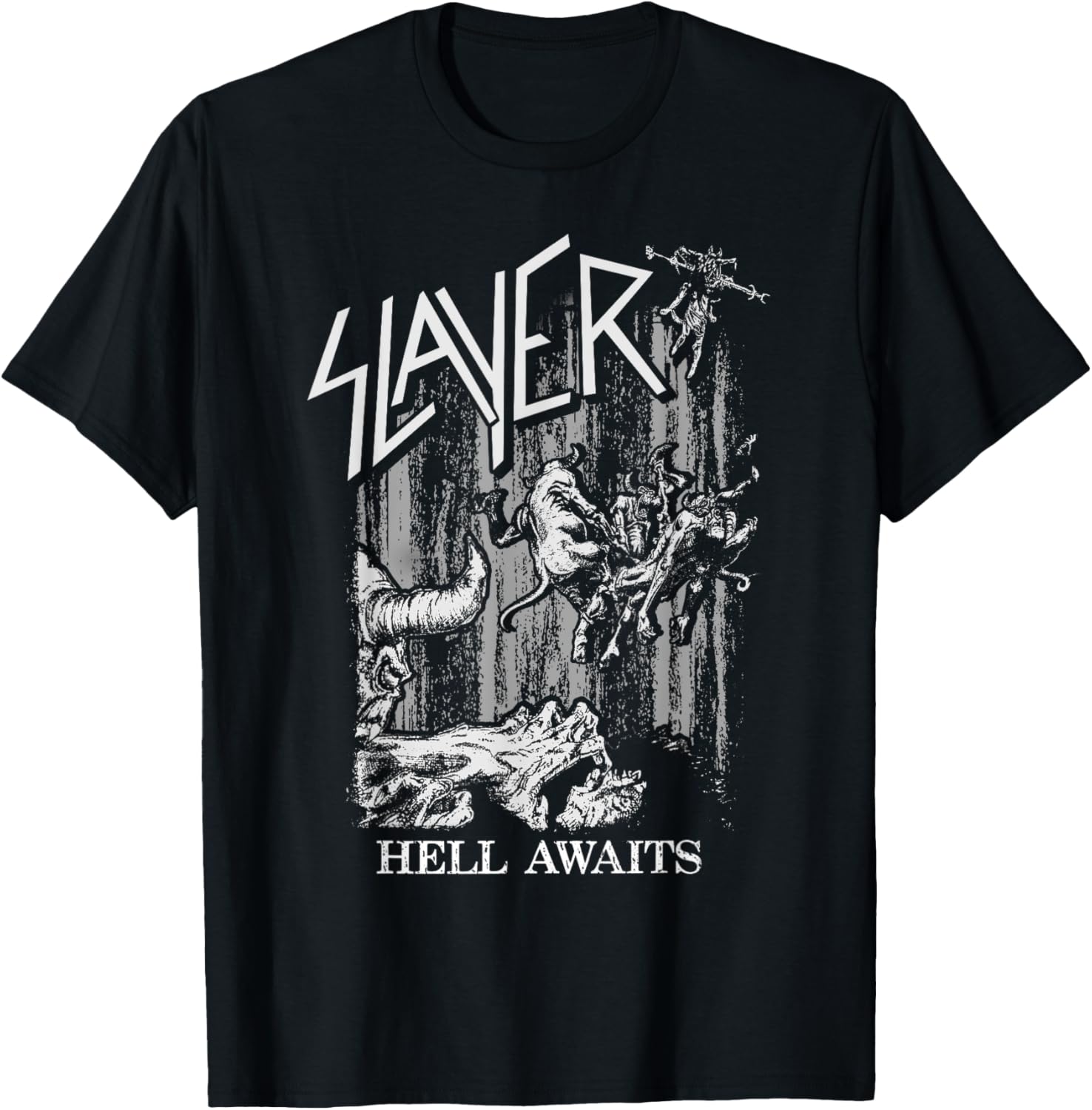 Slayer Monochrome Hell Awaits T-Shirt for Ultimate Metal Fans - 1