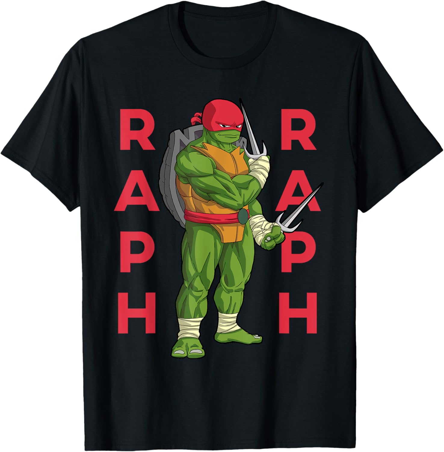 Raphael TMNT Sai Jutsu T-Shirt in Action Pose - Stylish Apparel for Fans - 8