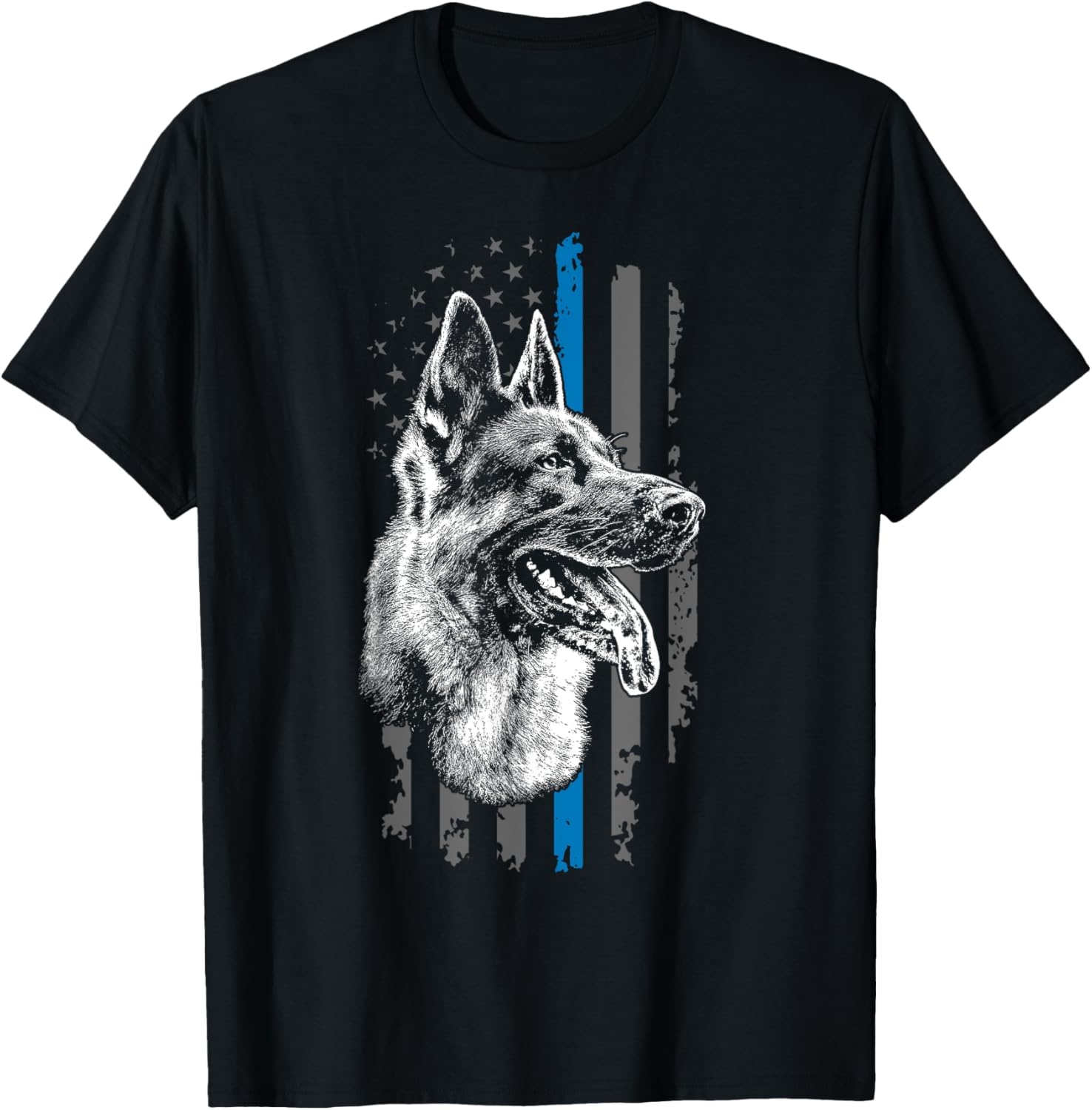 Thin Blue Line German Shepherd K9 Police Dog T-Shirt for Dog Lovers - 1