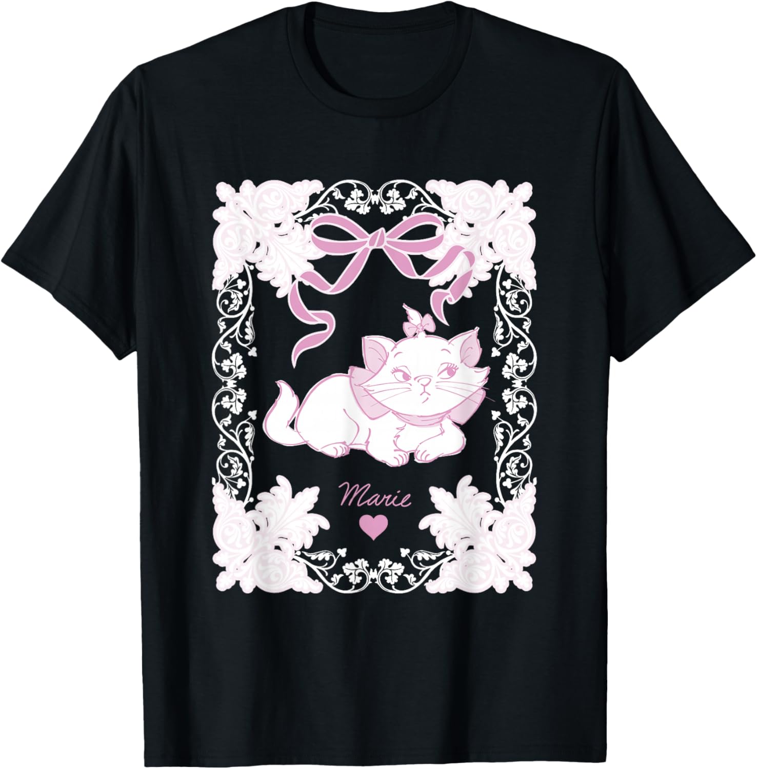 Vintage Marie Aristocats Lace and Ribbon Frame T-Shirt for Disney Fans - 4