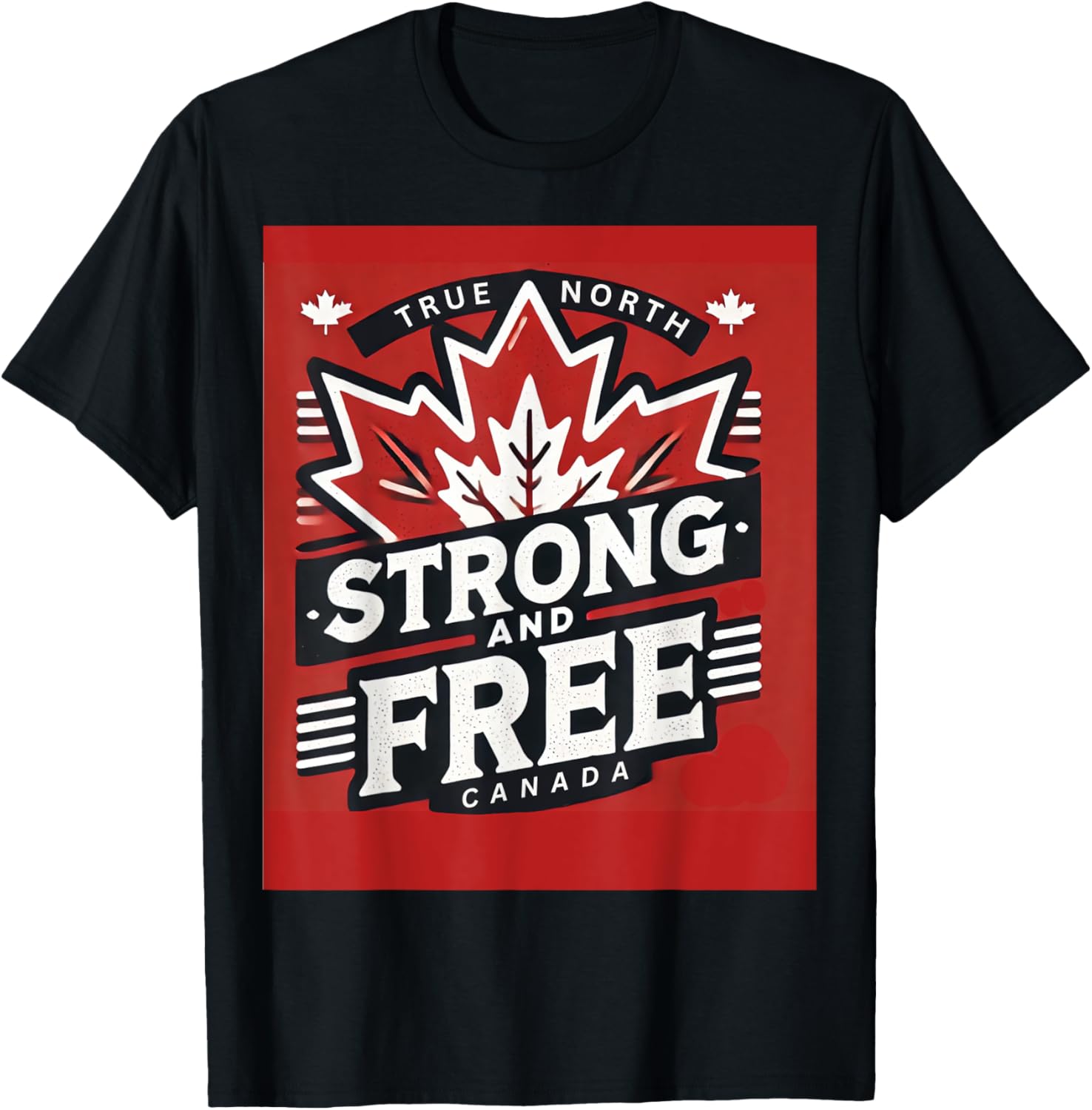 True North Strong and Free Maple Leaf Canada Day Hockey T-Shirt - 1