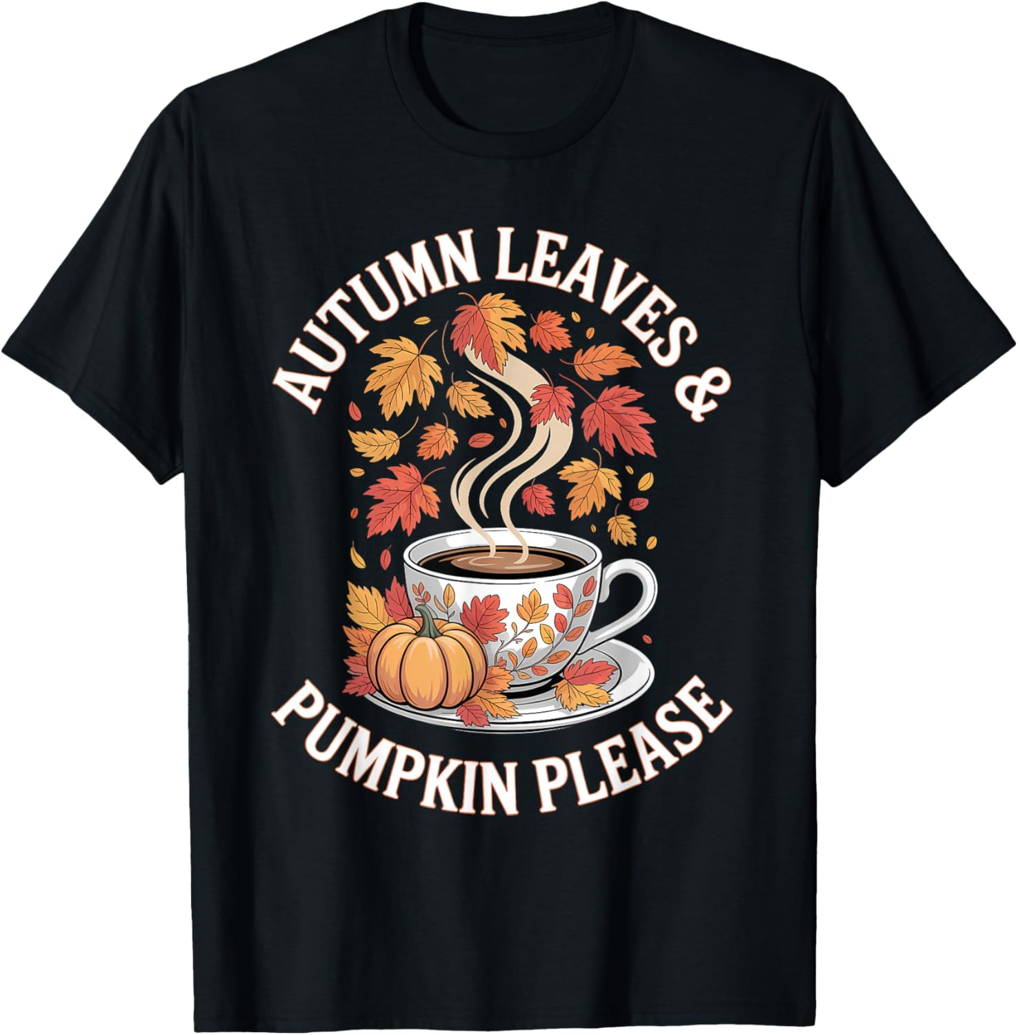 Thanksgiving Autumn Leaves and Pumpkin Please T-Shirt for Festive Style - 3