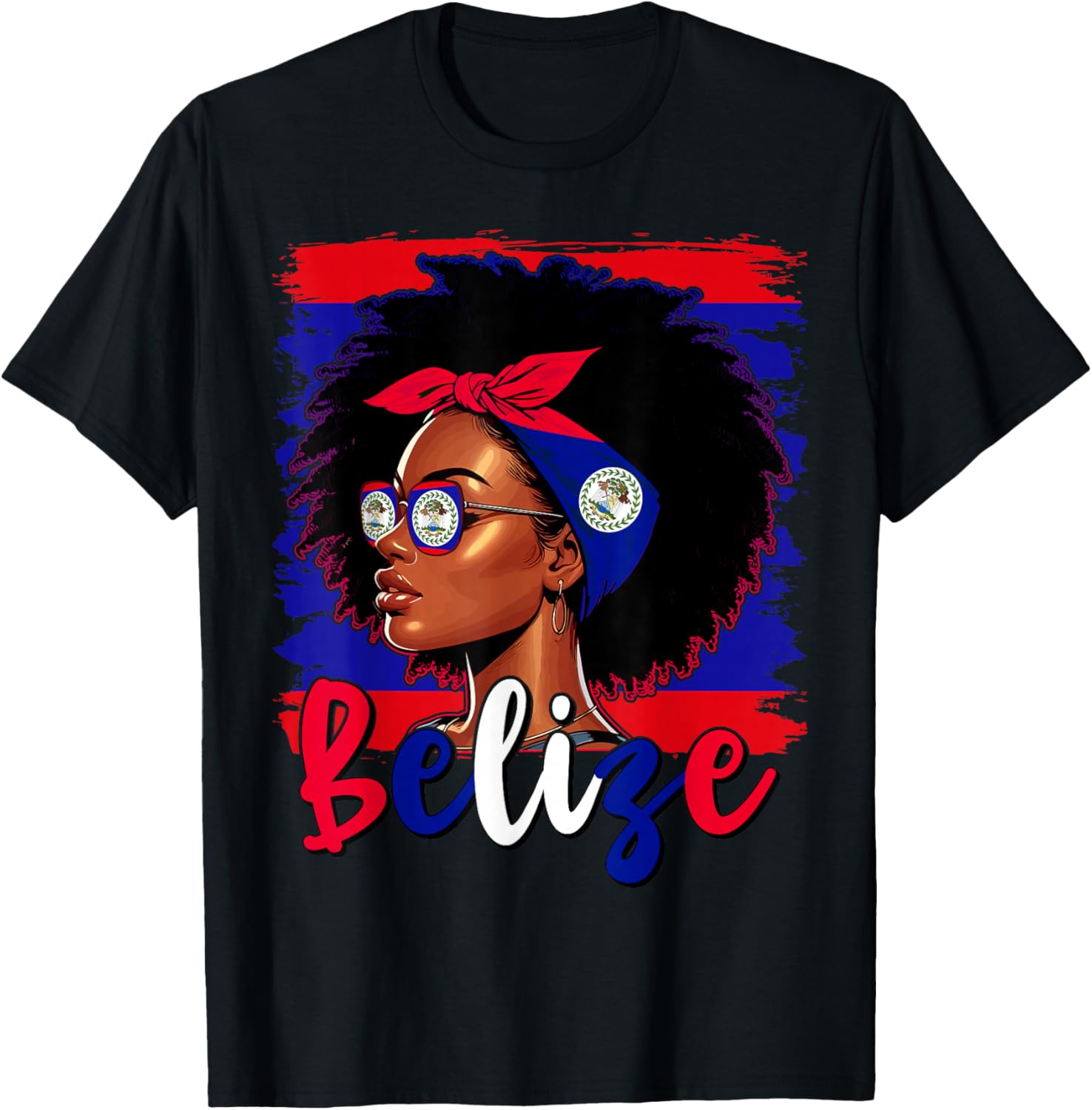Proud Belizean Girl T-Shirt with Belize Flag for Women’s Fashion - 4