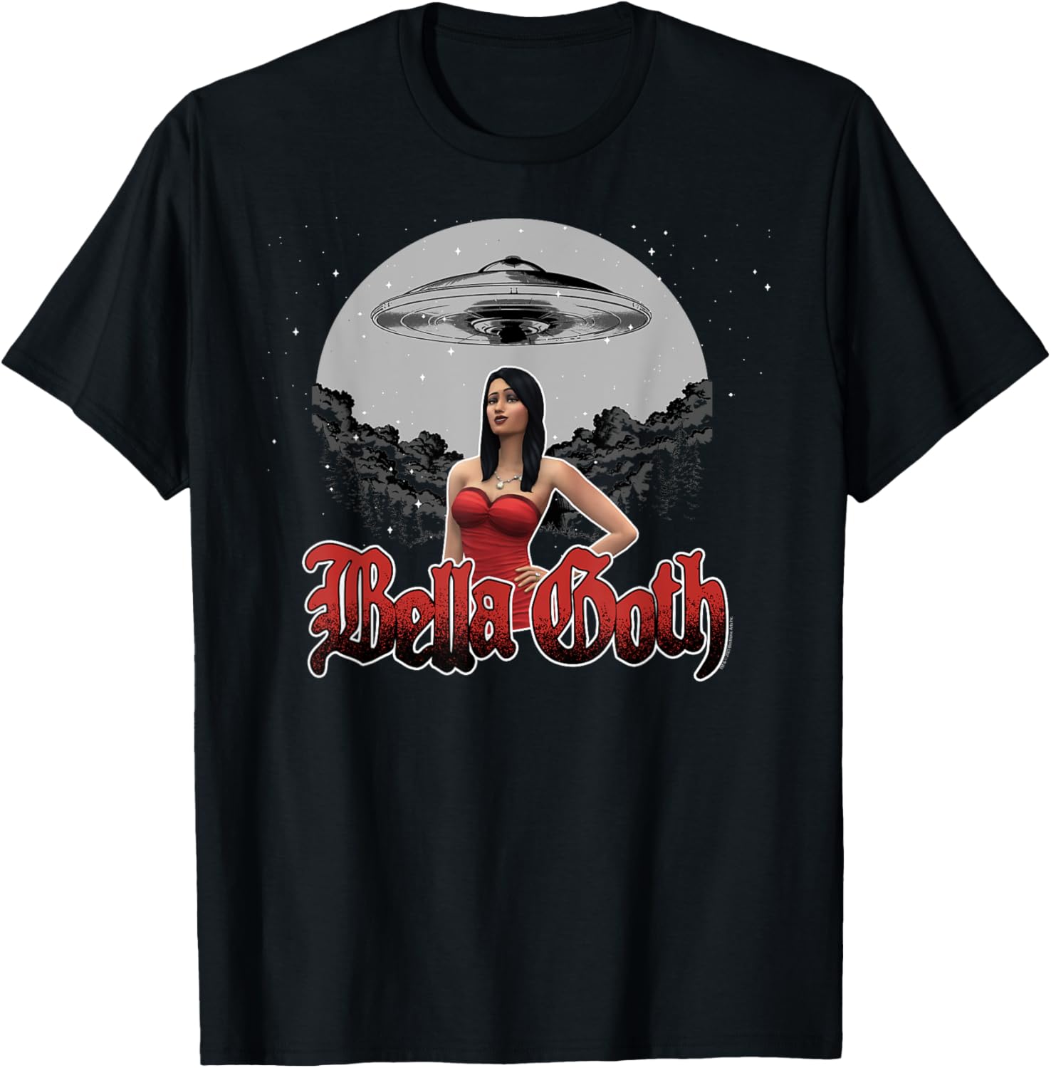 The Sims Bella Goth UFO Video Game T-Shirt for Gamers and Fans - 1