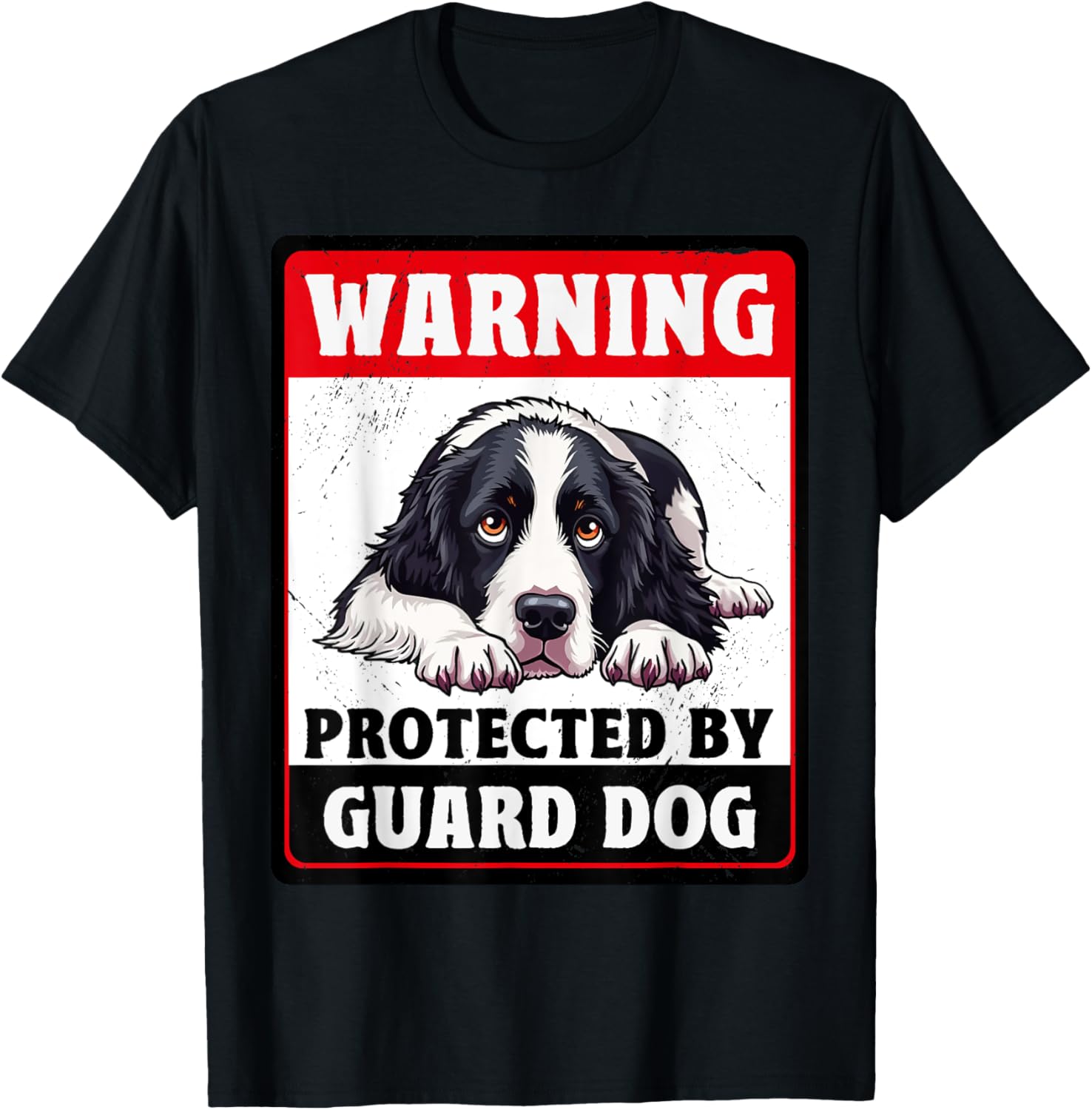 Warning Protected by English Springer Spaniel Guard Dog T-Shirt - 11