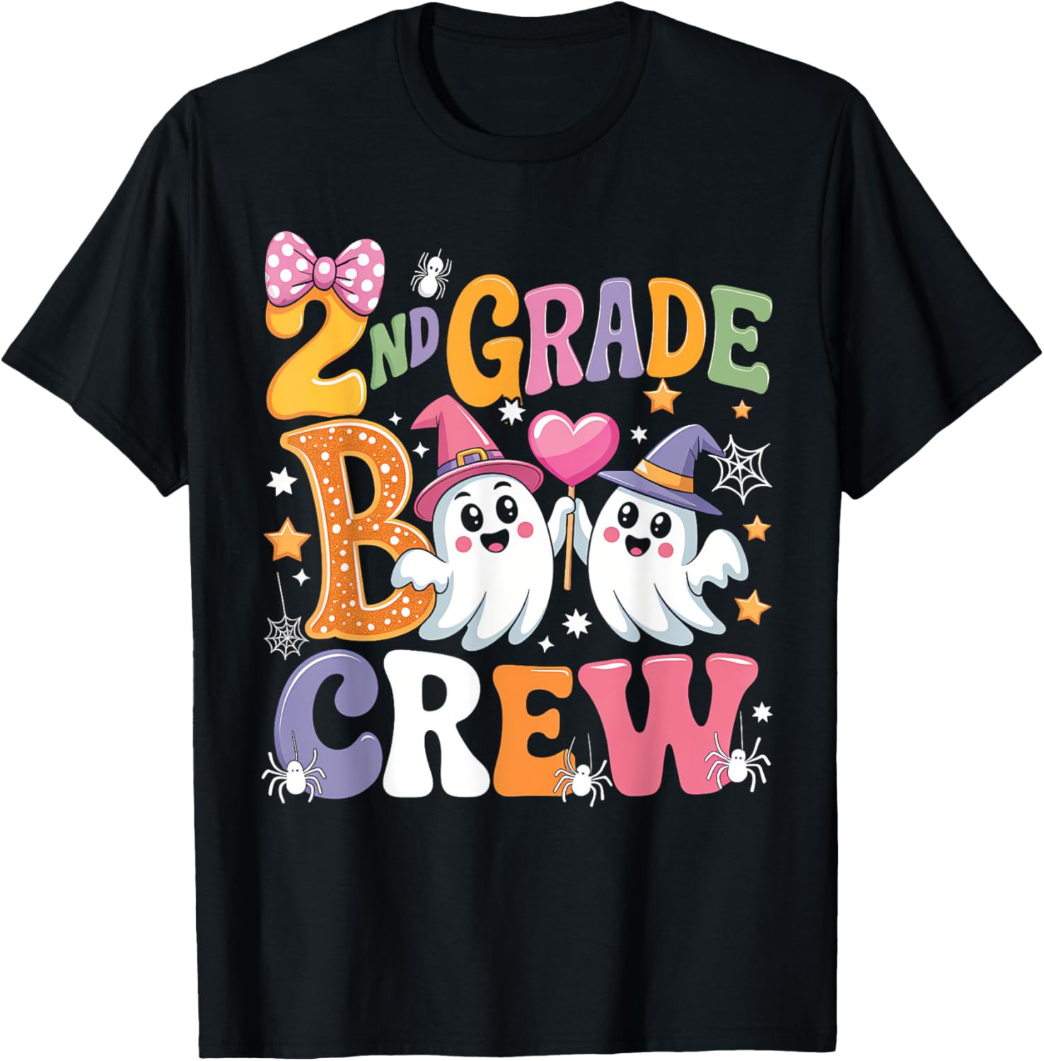Happy Halloween T-Shirt for 2nd Grade Boo Crew Teacher and Kids - 1