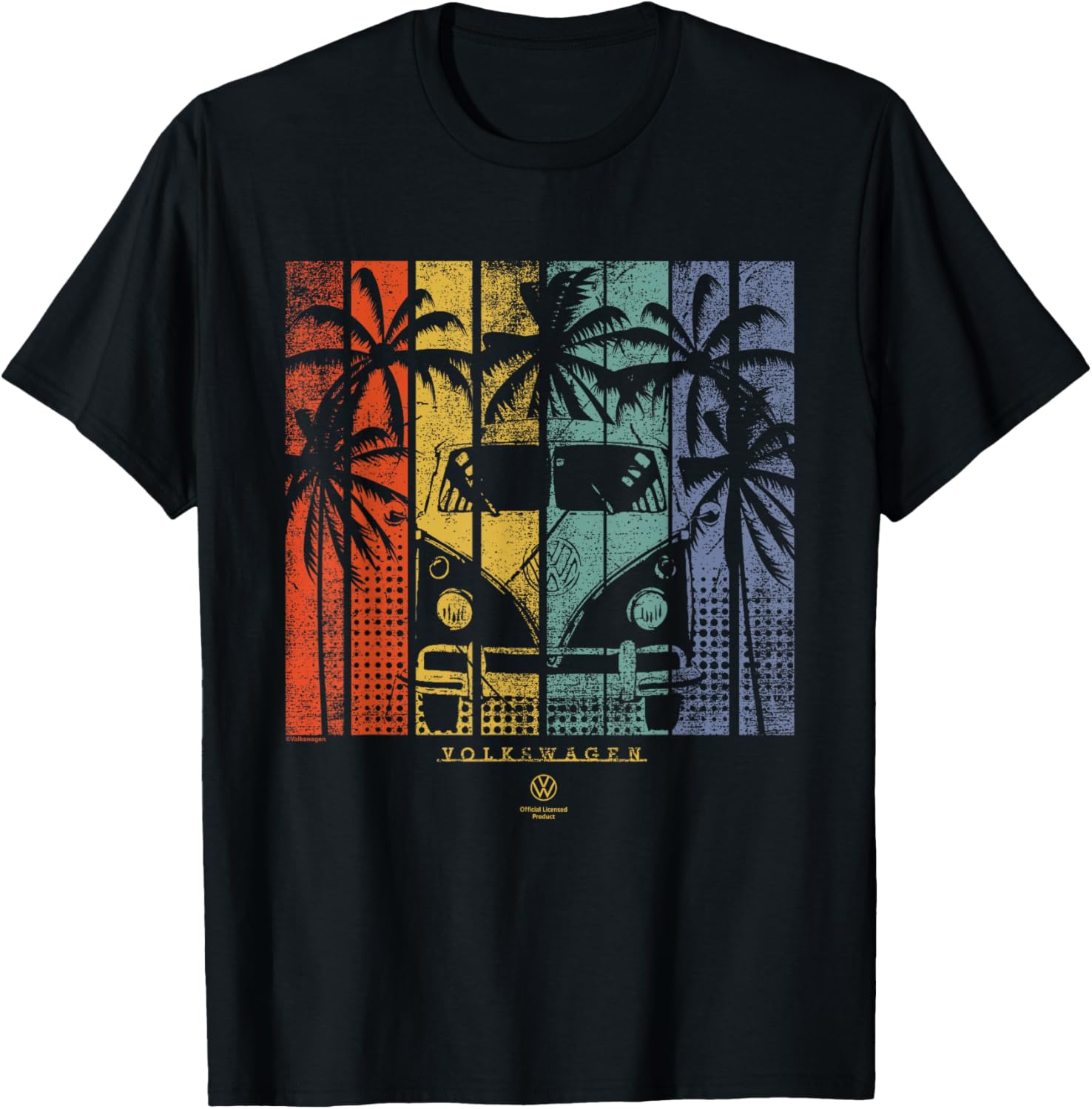 Type 2 T1 Retro Campervan T-Shirt with Beach Palm Tree Design - 7