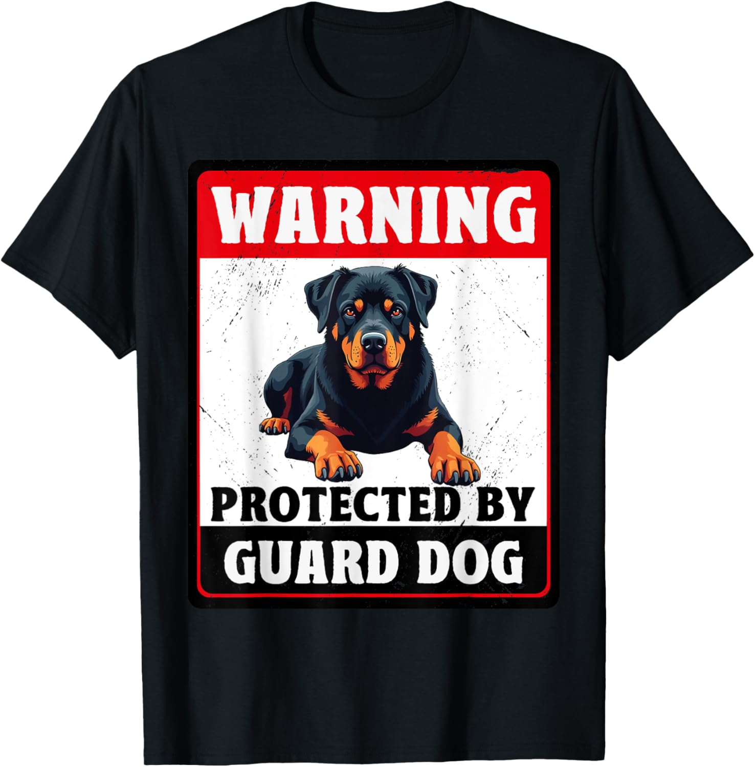 Warning Protected By Rottweiler Guard Dog T-Shirt for Dog Lovers - 5