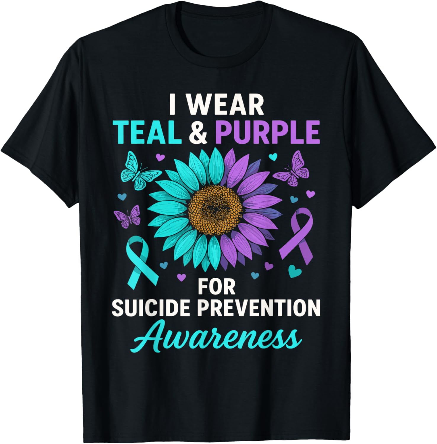 Teal and Purple Suicide Prevention Awareness T-Shirt for Supportive Style - 4