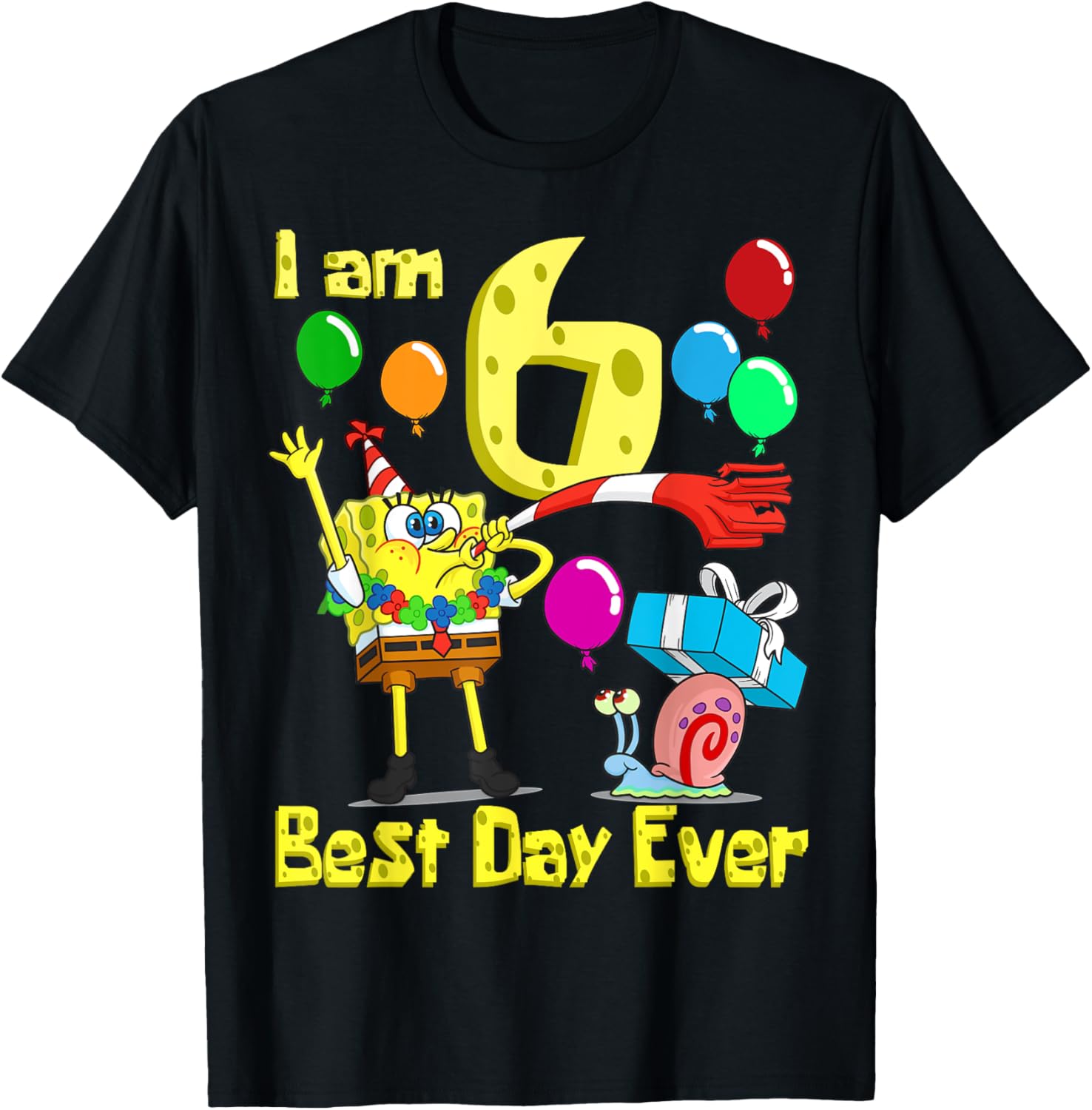 SpongeBob SquarePants Birthday T-Shirt for 6 Year Olds Fun Party Wear - 8