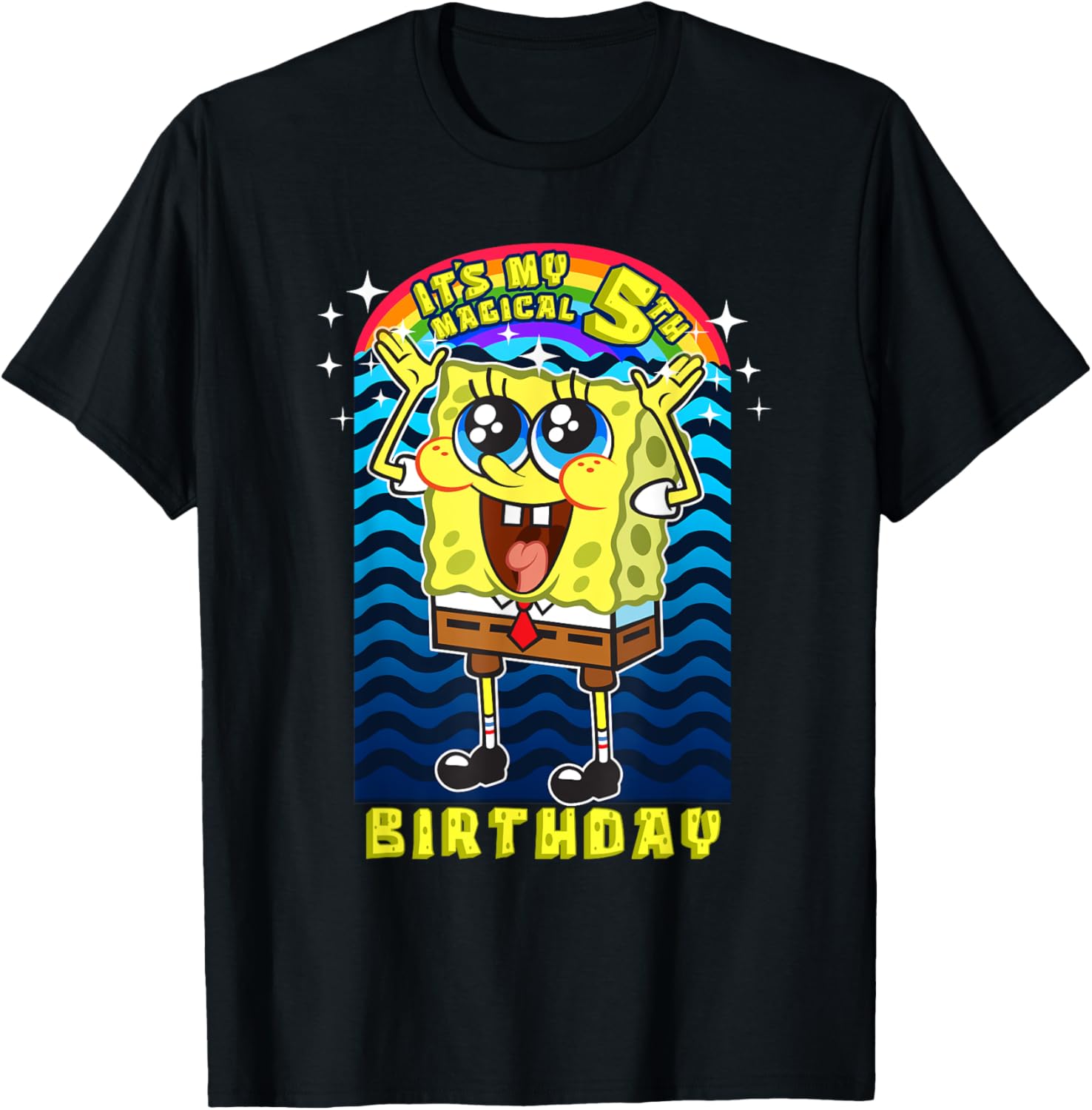 SpongeBob SquarePants Magical 5th Birthday Gift T-Shirt for Kids - 8