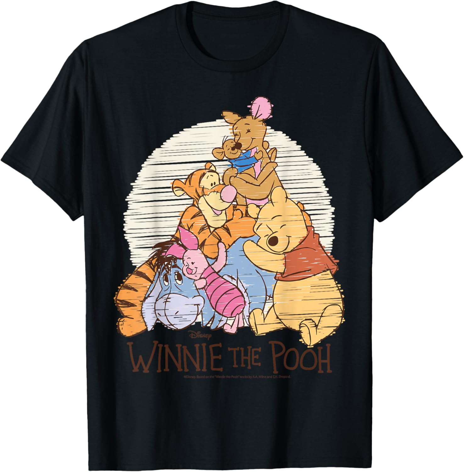 Winnie The Pooh Characters Hug T-Shirt for Kids and Adults Fun Wear - 14