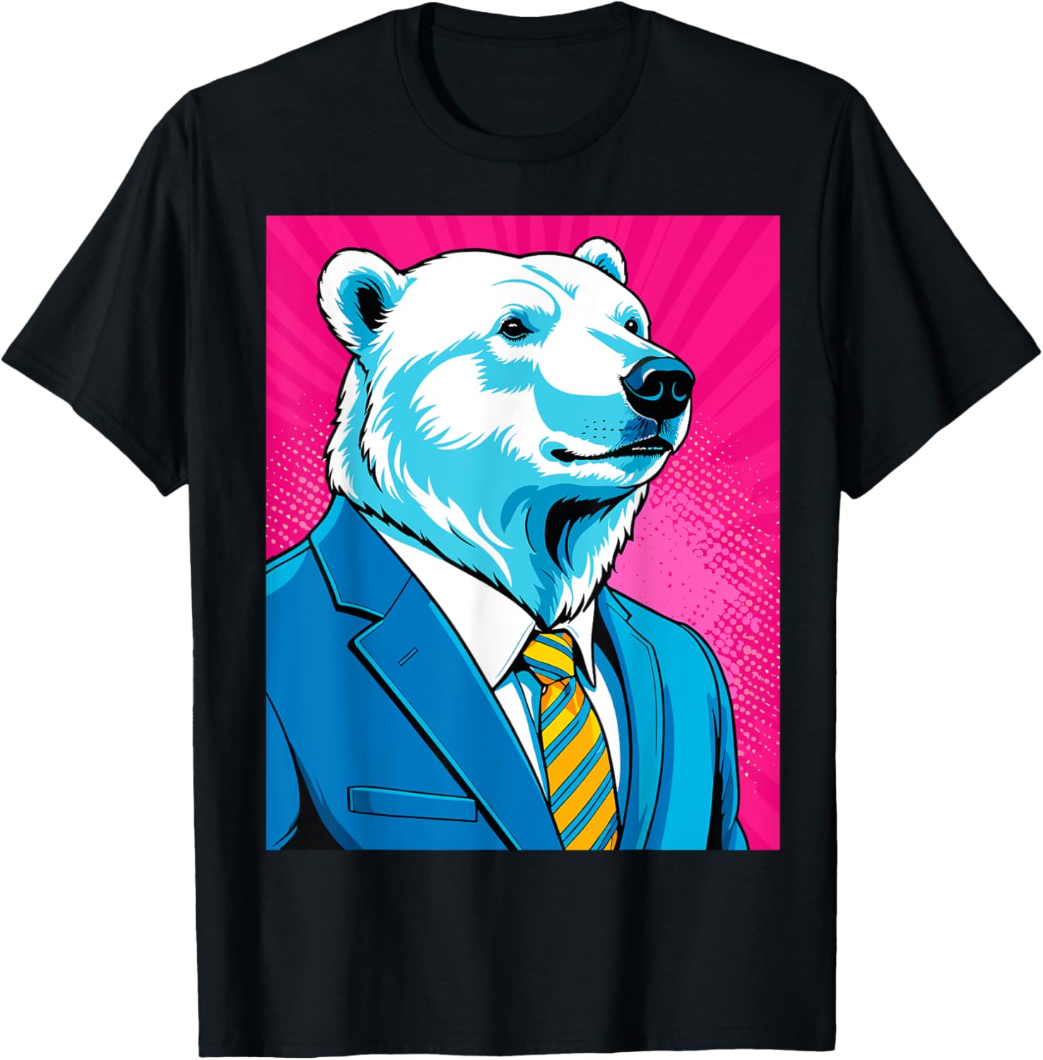 Pop Art Polar Bear in Suit T-Shirt for Fun and Unique Fashion - 28