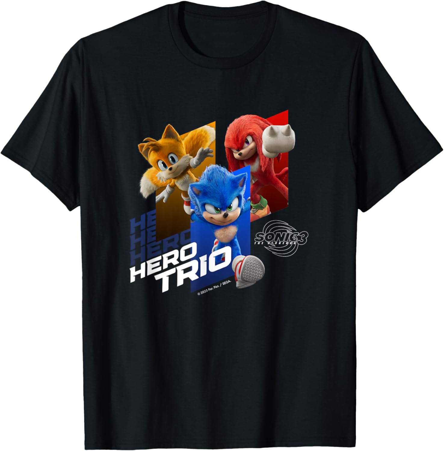 Sonic the Hedgehog 3 Hero Trio T-Shirt for Fans of Classic Games - 1
