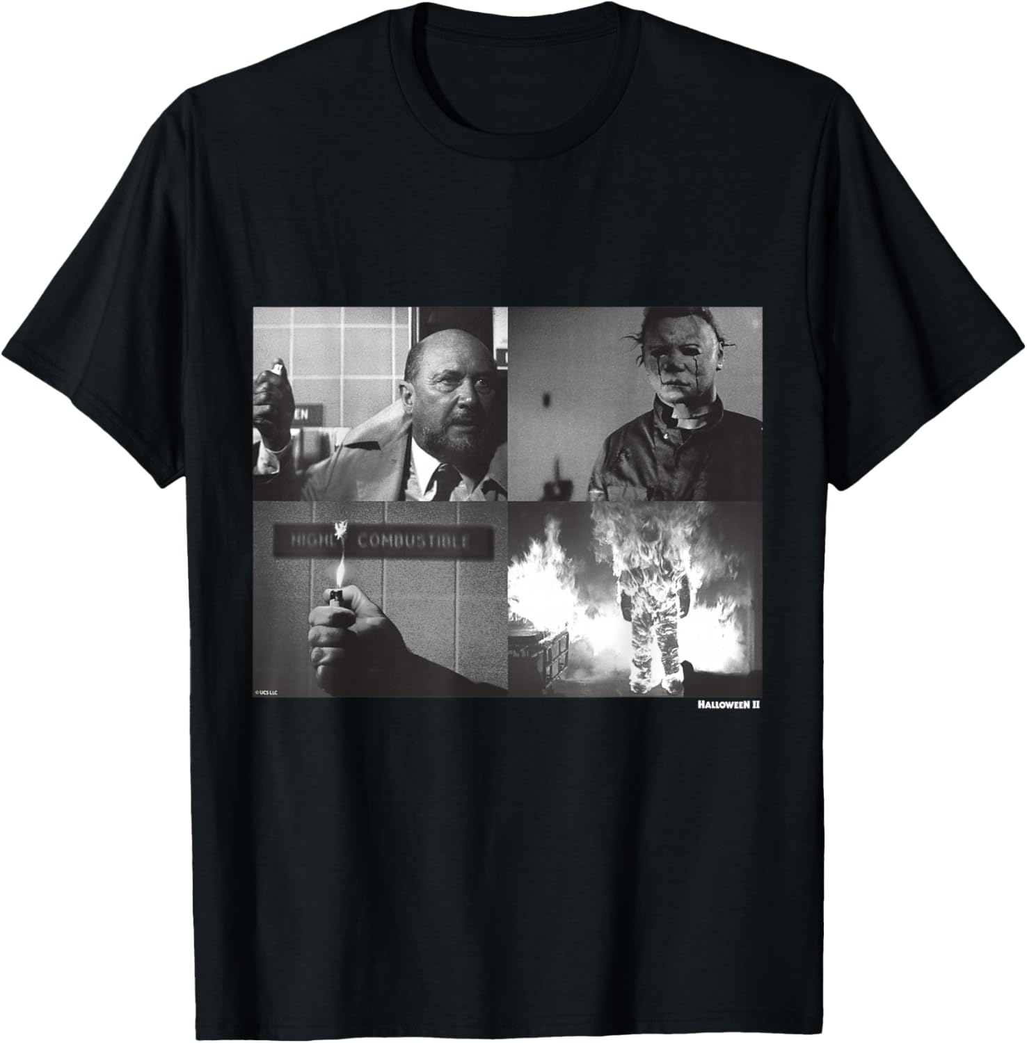 Halloween II Michael Myers Dr Loomis Fire T-Shirt for Fans and Collectors - 1