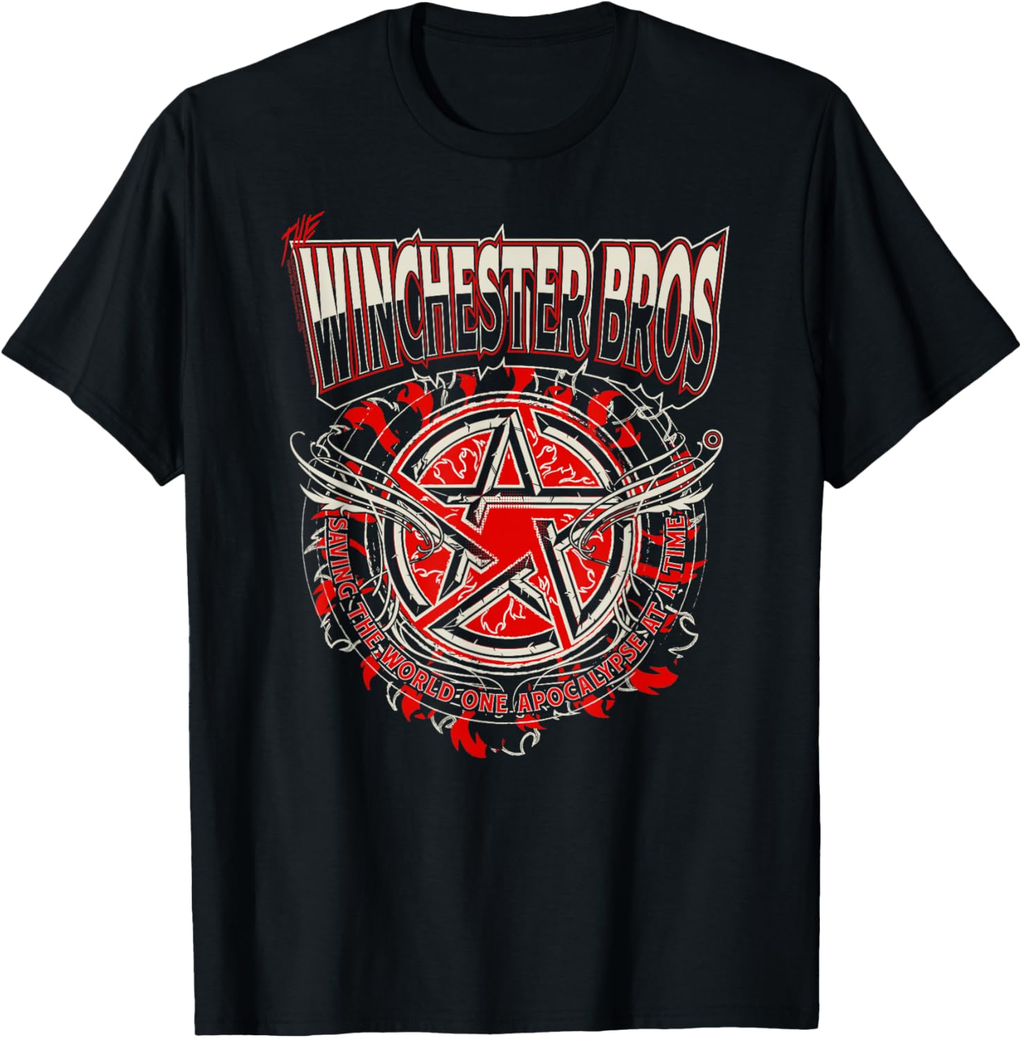 Supernatural Winchester Bros Red Pentagram T-Shirt for Fans and Collectors - 1