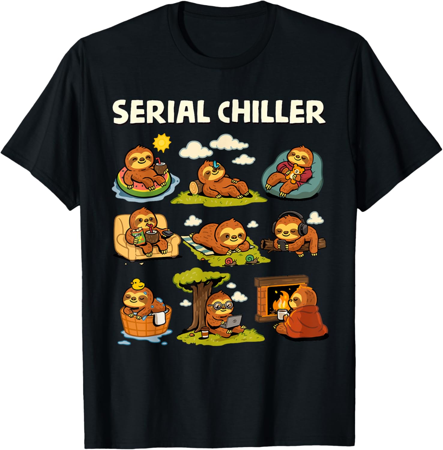 Serial Sloth Chiller T-Shirt for Relaxed Retirement and Lazy Days - 4