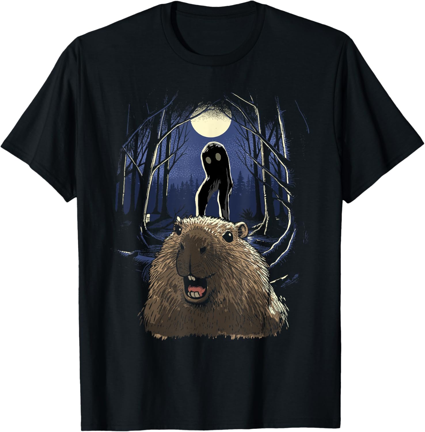 Scared Capybara Selfie Fresno Monster Cryptid T-Shirt for Fun Lovers - 1